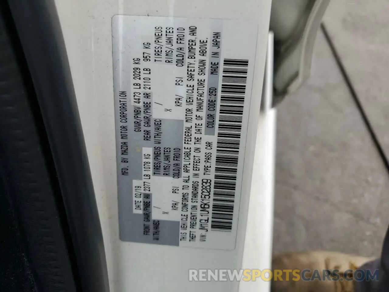 12 Фотография поврежденного автомобиля JM1GL1UM6K1502839 MAZDA 6 2019