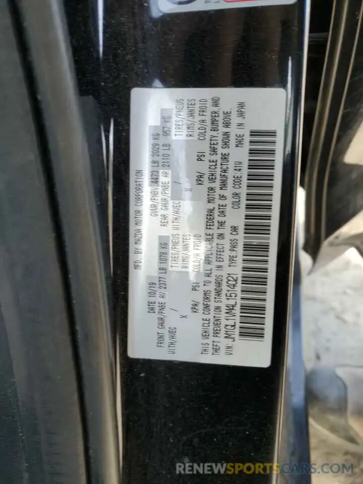 12 Фотография поврежденного автомобиля JM1GL1VM4L1514021 MAZDA 6 2020