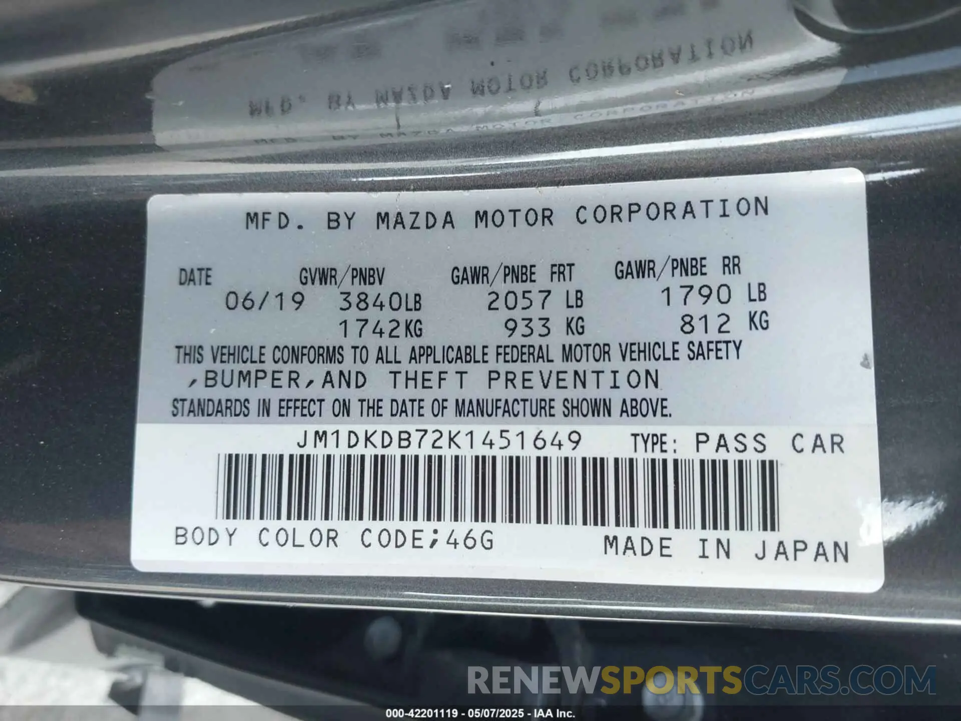 9 Photograph of a damaged car JM1DKDB72K1451649 MAZDA CX-3 2019