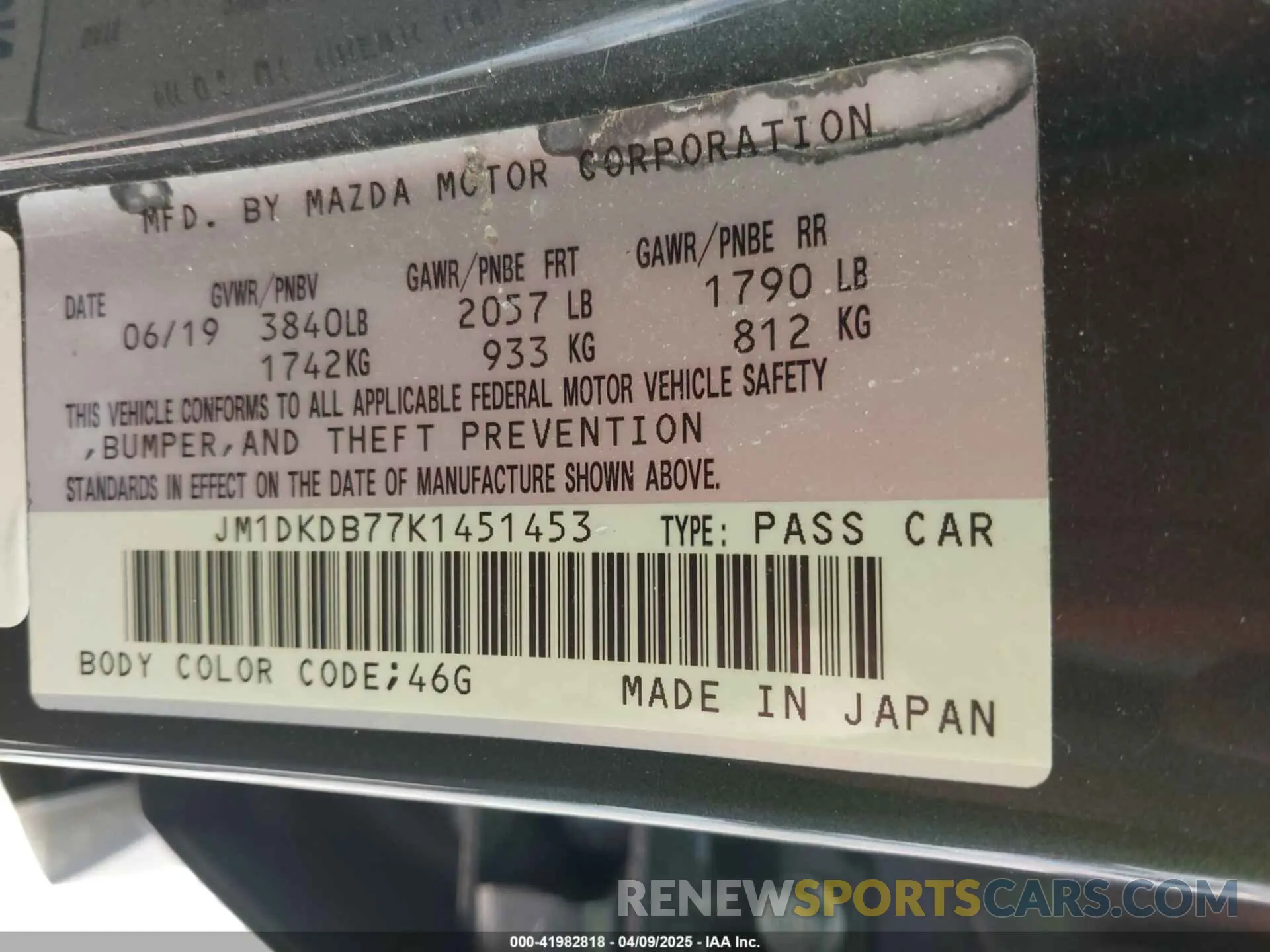 9 Photograph of a damaged car JM1DKDB77K1451453 MAZDA CX-3 2019