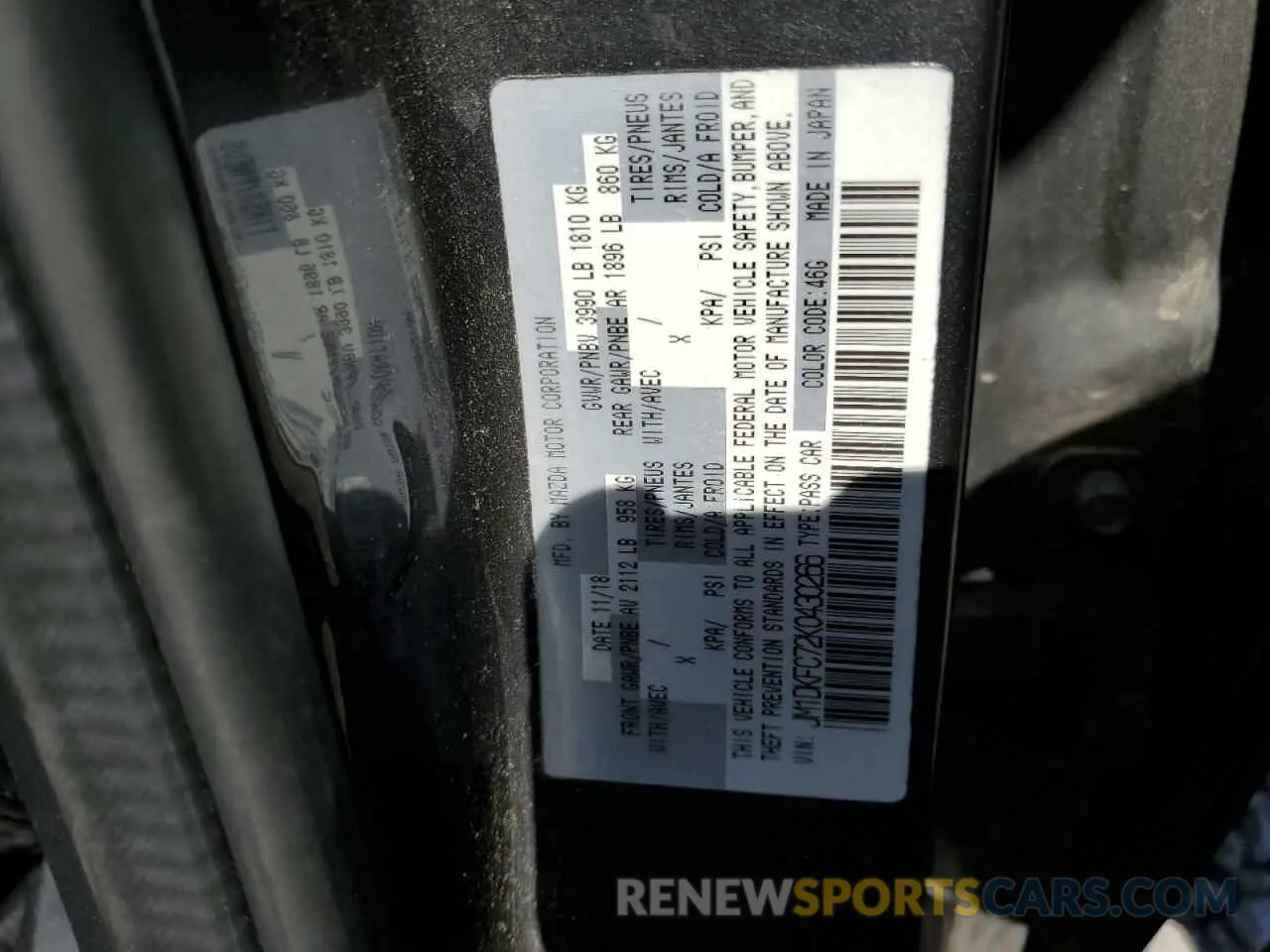 12 Photograph of a damaged car JM1DKFC72K0430266 MAZDA CX-3 2019