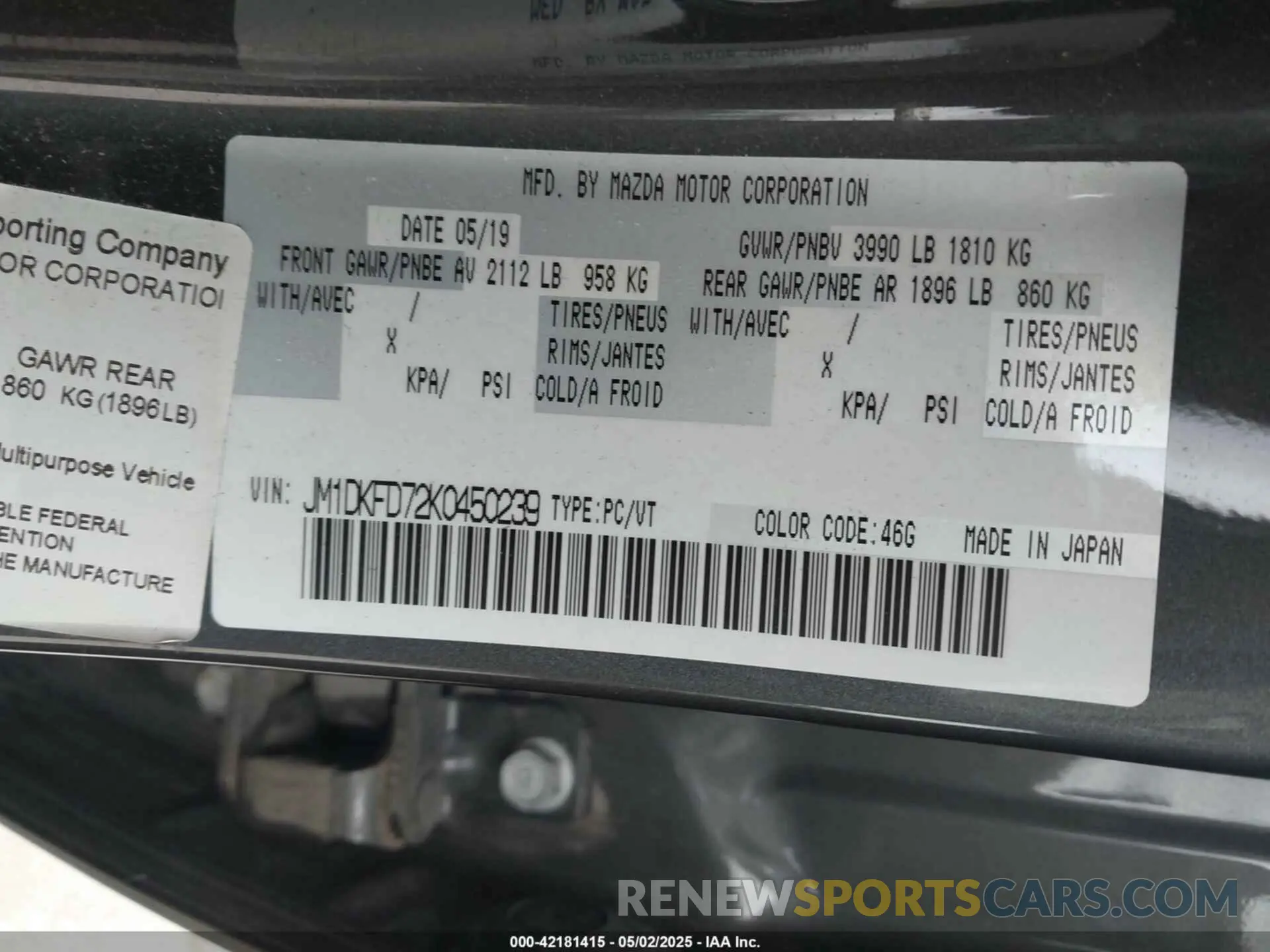 9 Фотография поврежденного автомобиля JM1DKFD72K0450239 MAZDA CX-3 2019