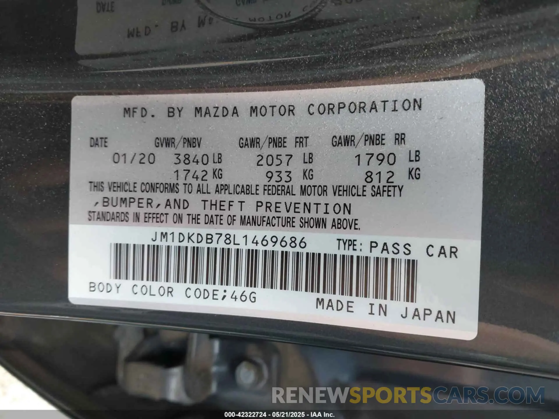 9 Photograph of a damaged car JM1DKDB78L1469686 MAZDA CX-3 2020