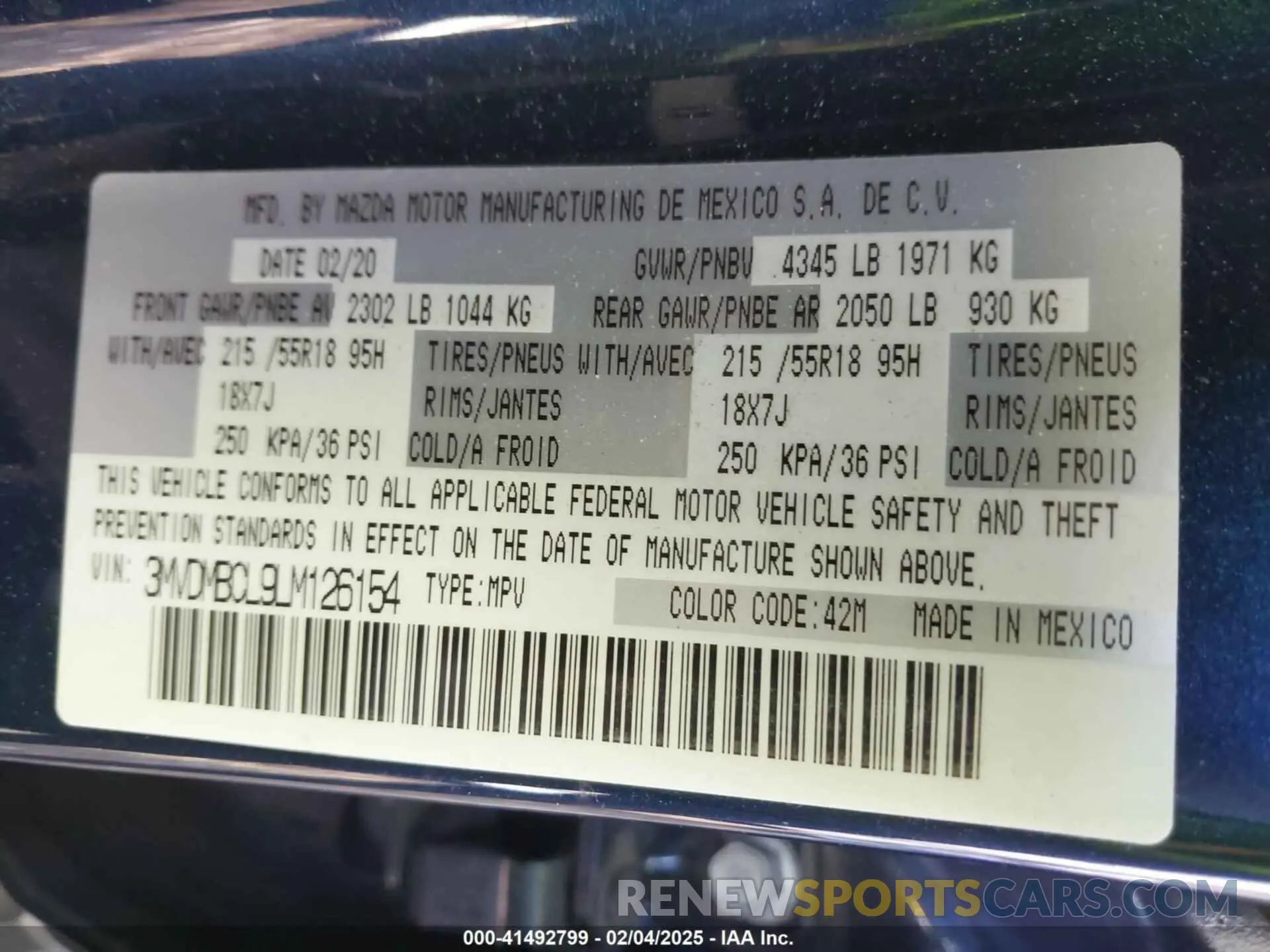 9 Фотография поврежденного автомобиля 3MVDMBCL9LM126154 MAZDA CX-30 2020