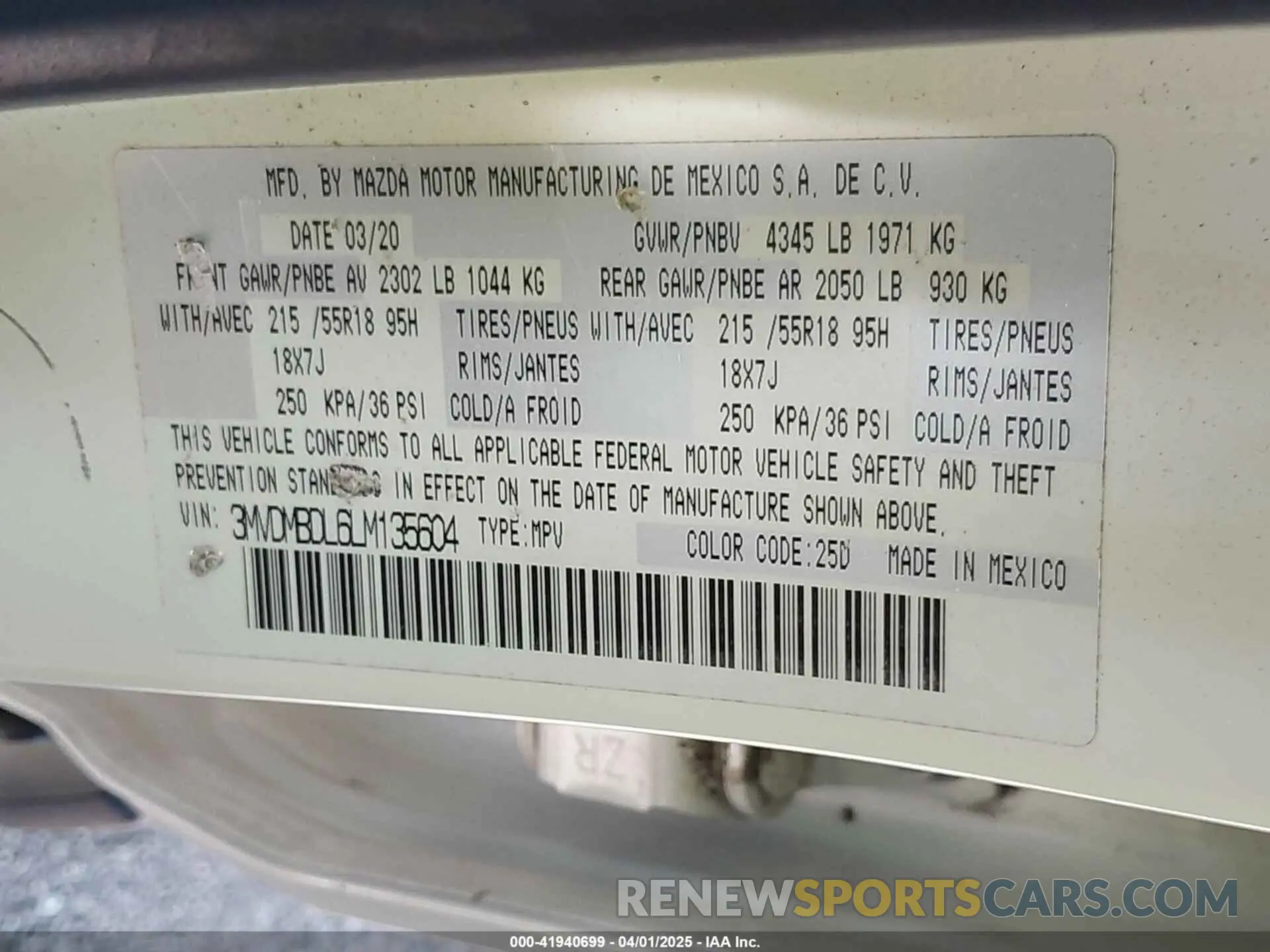 9 Photograph of a damaged car 3MVDMBDL6LM135604 MAZDA CX-30 2020