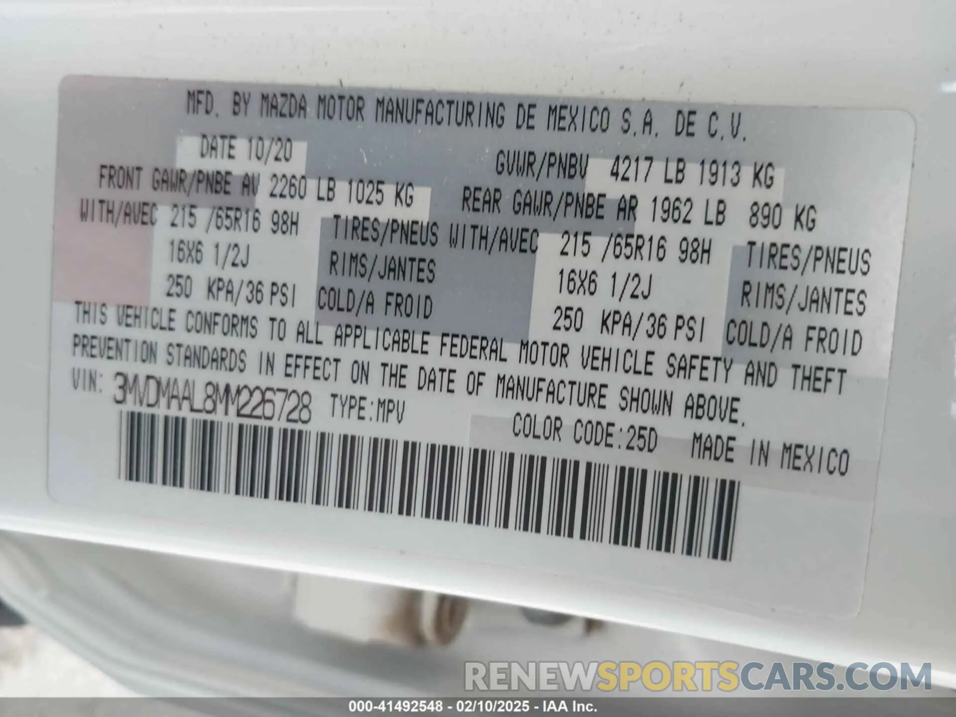9 Photograph of a damaged car 3MVDMAAL8MM226728 MAZDA CX-30 2021