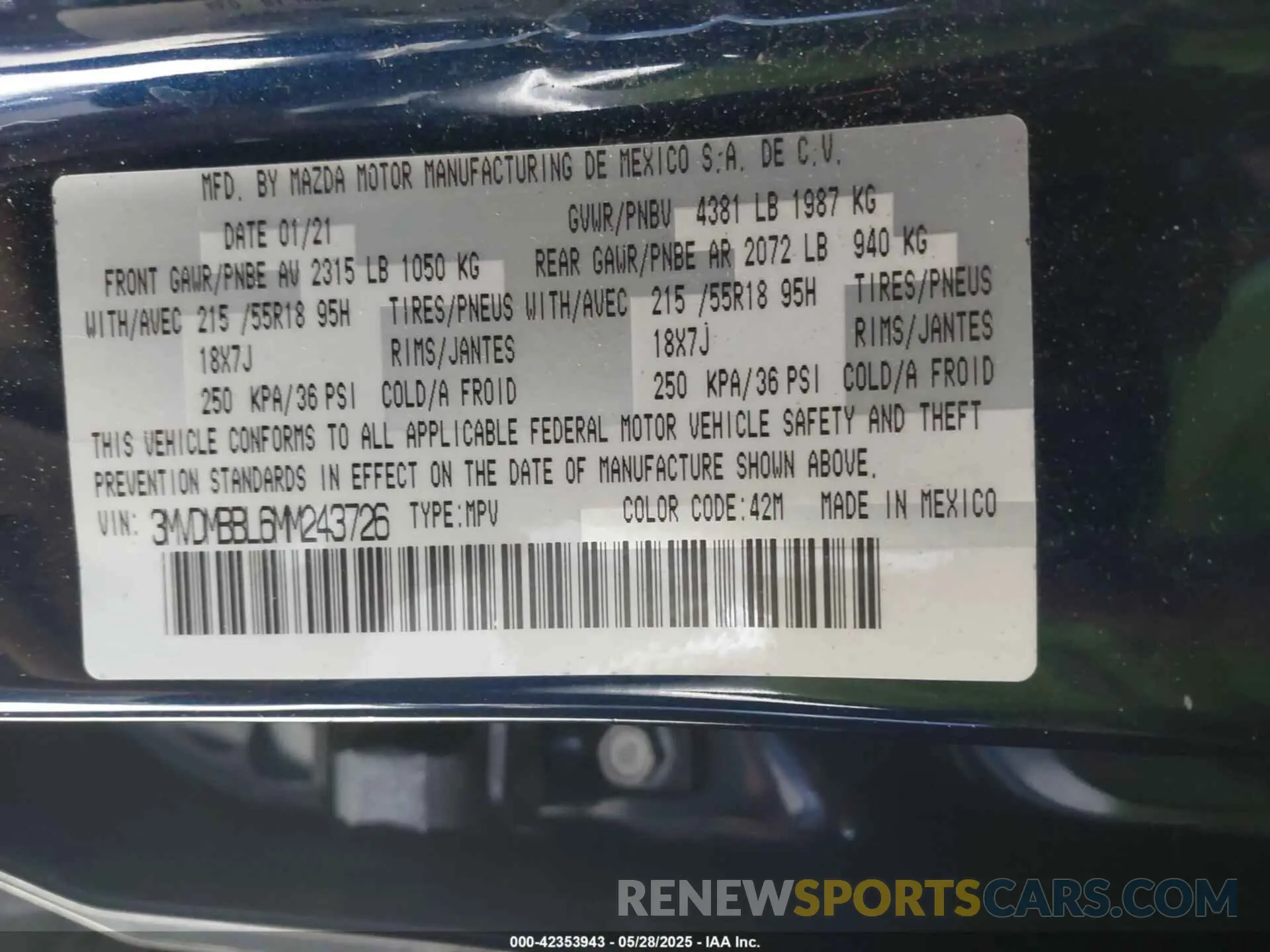 9 Photograph of a damaged car 3MVDMBBL6MM243726 MAZDA CX-30 2021