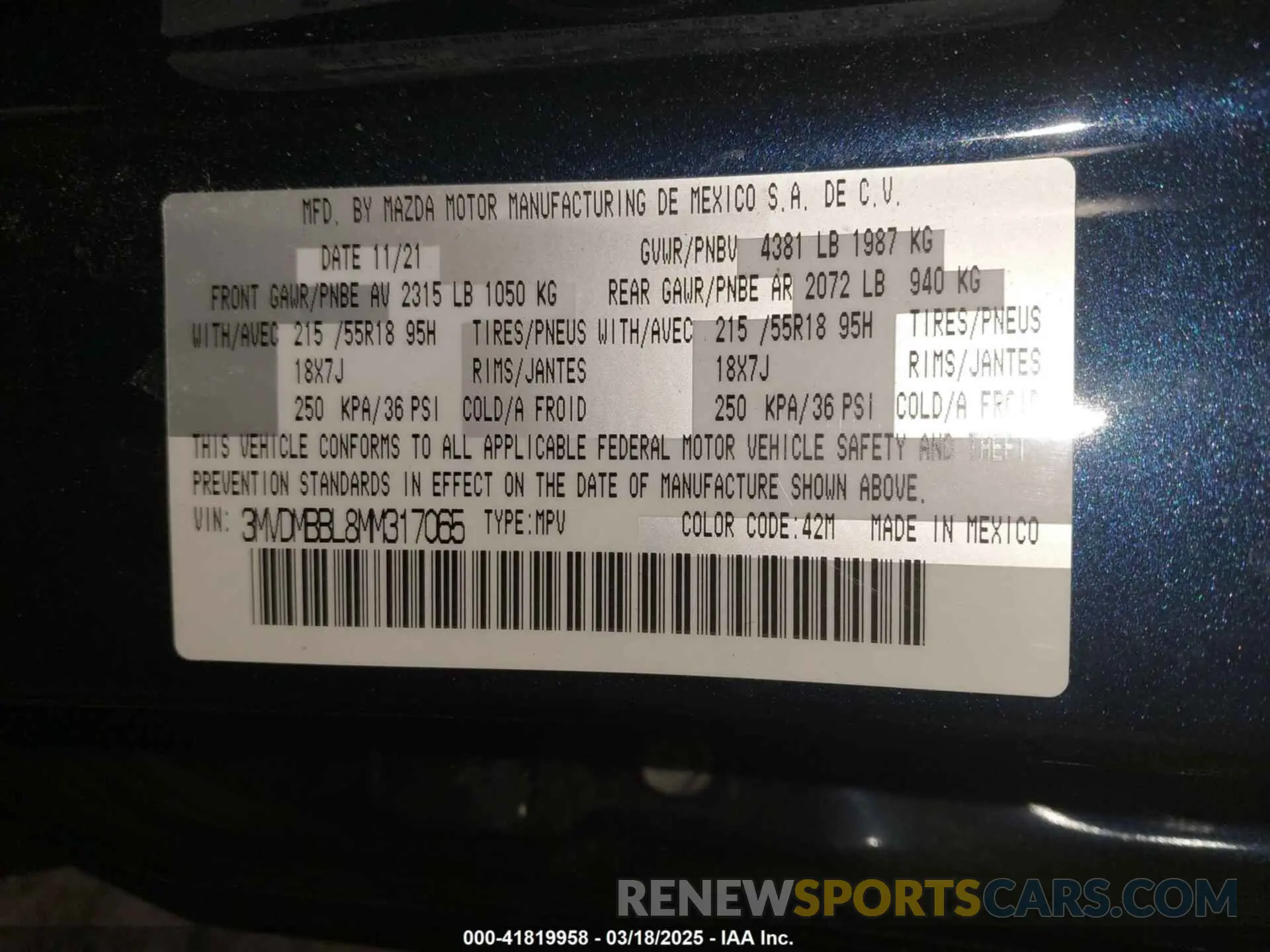 9 Photograph of a damaged car 3MVDMBBL8MM317065 MAZDA CX-30 2021