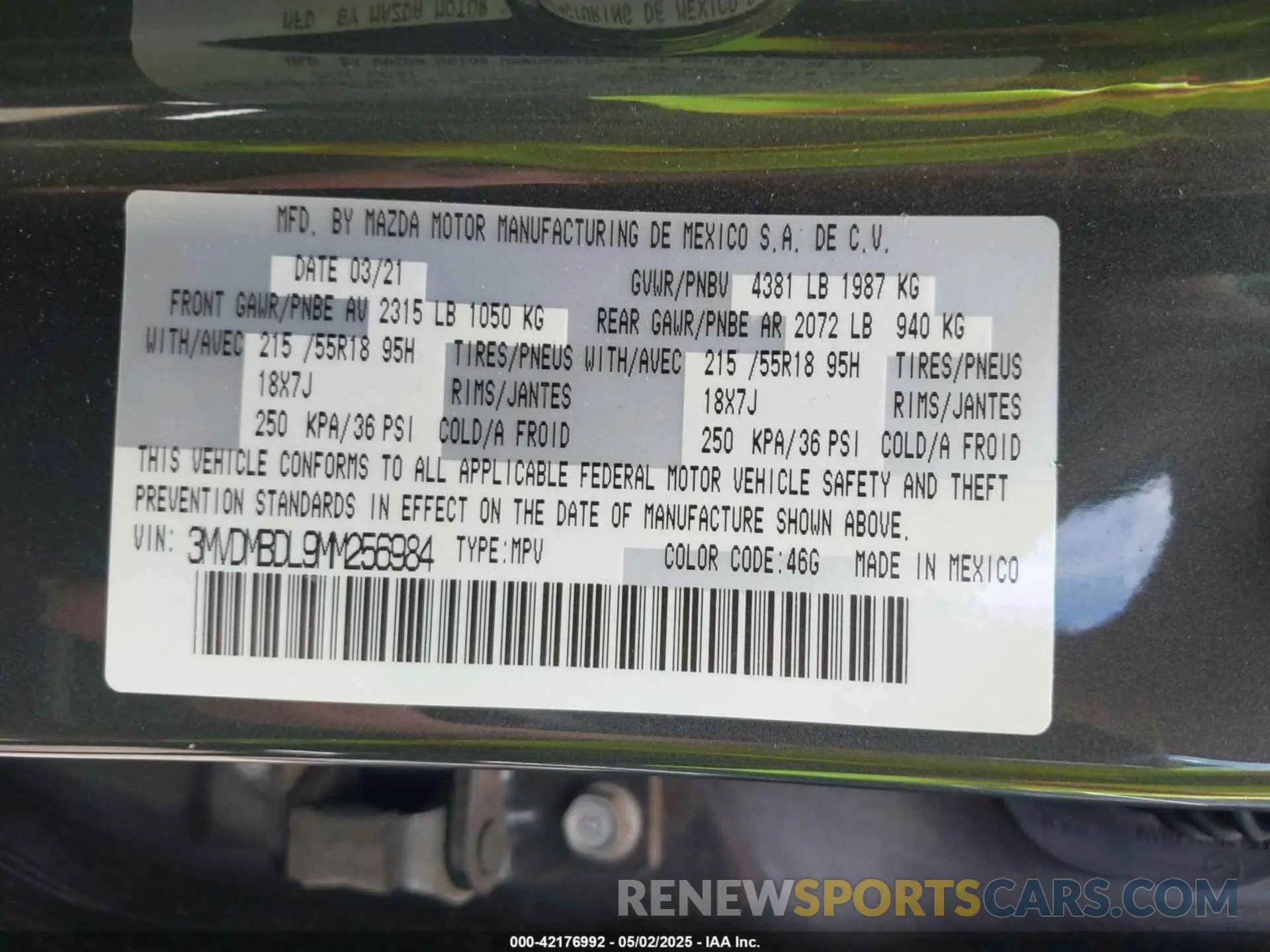 9 Photograph of a damaged car 3MVDMBDL9MM256984 MAZDA CX-30 2021