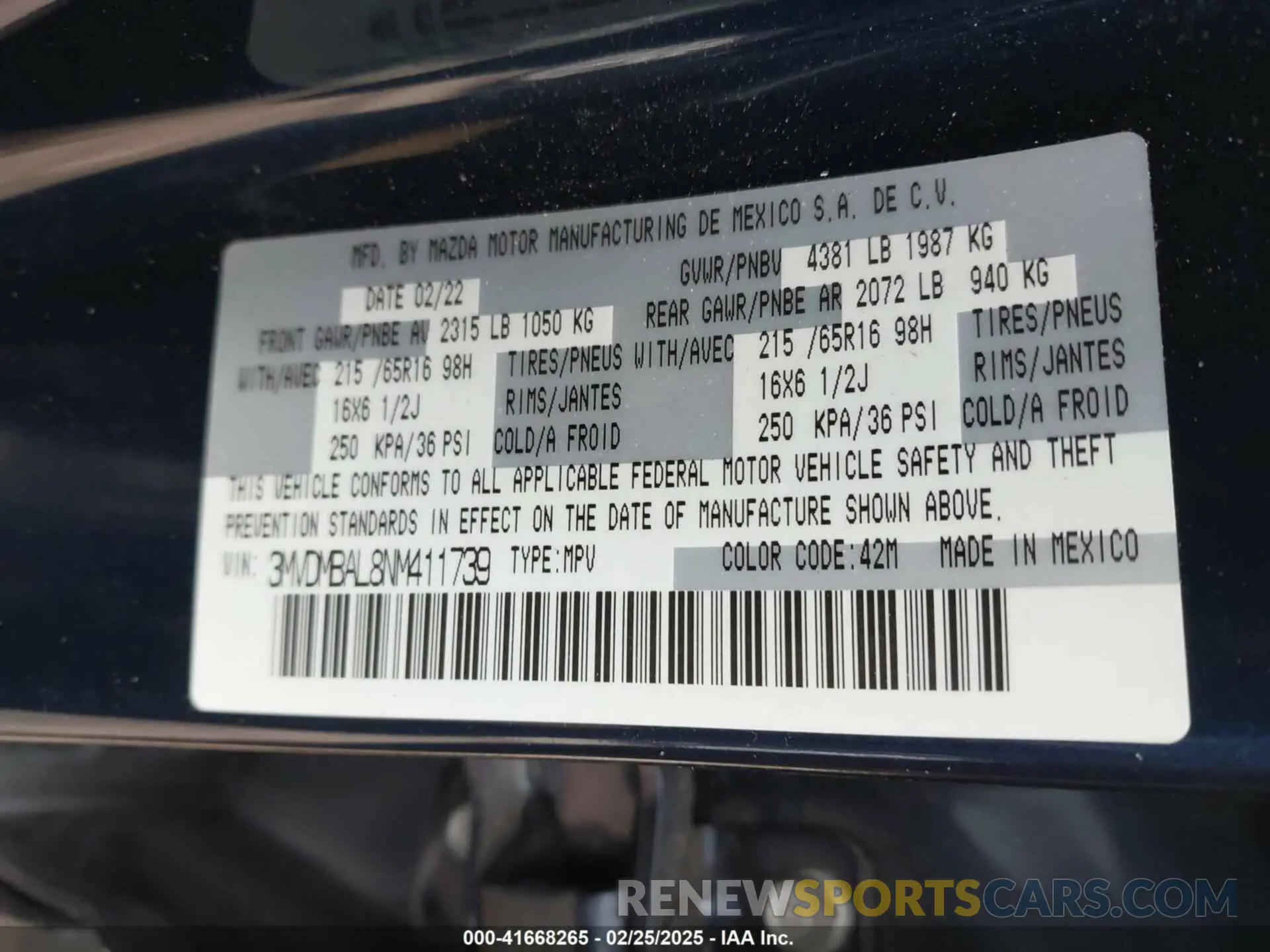 9 Photograph of a damaged car 3MVDMBAL8NM411739 MAZDA CX-30 2022