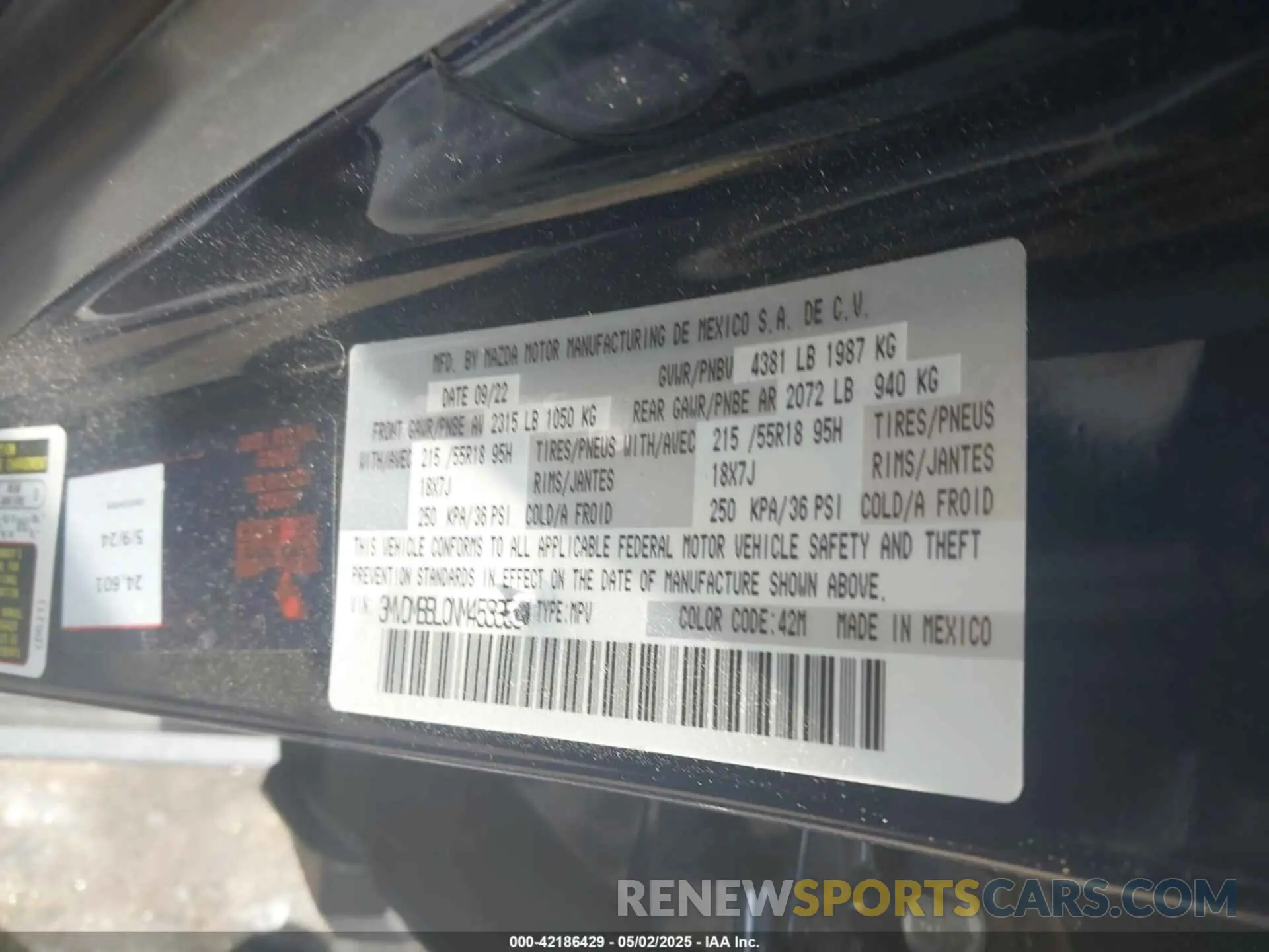 9 Photograph of a damaged car 3MVDMBBL0NM453353 MAZDA CX-30 2022