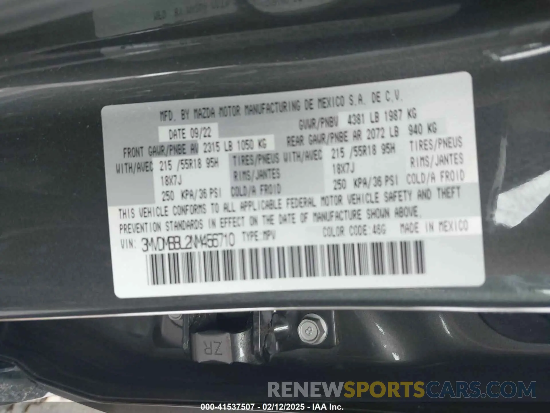 9 Фотография поврежденного автомобиля 3MVDMBBL2NM456710 MAZDA CX-30 2022
