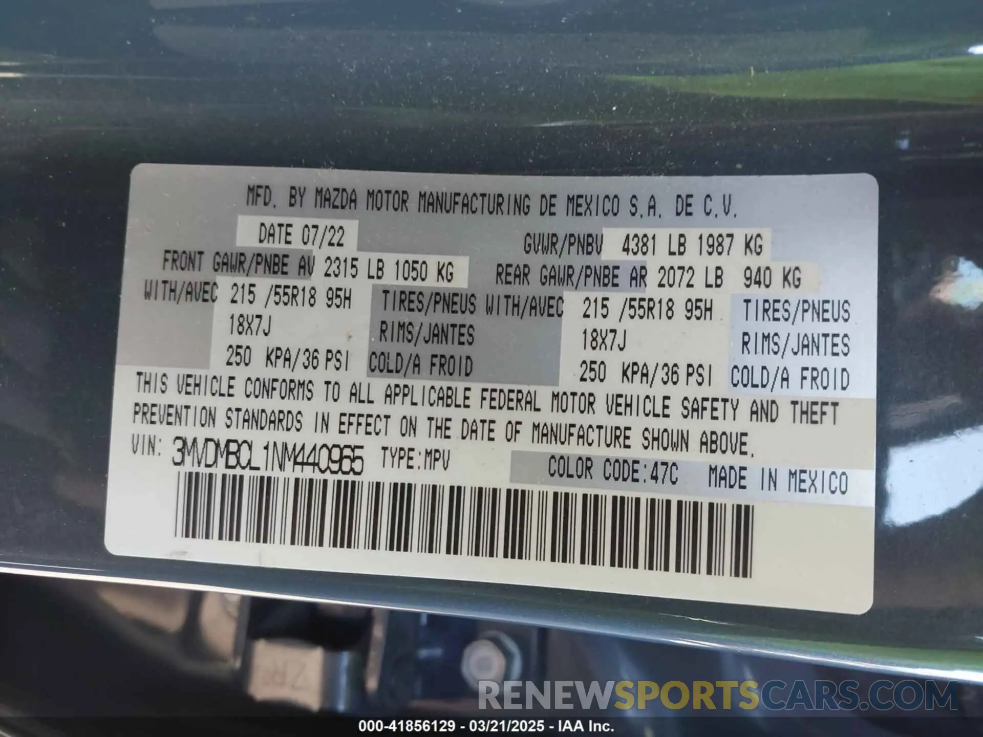 9 Photograph of a damaged car 3MVDMBCL1NM440965 MAZDA CX-30 2022