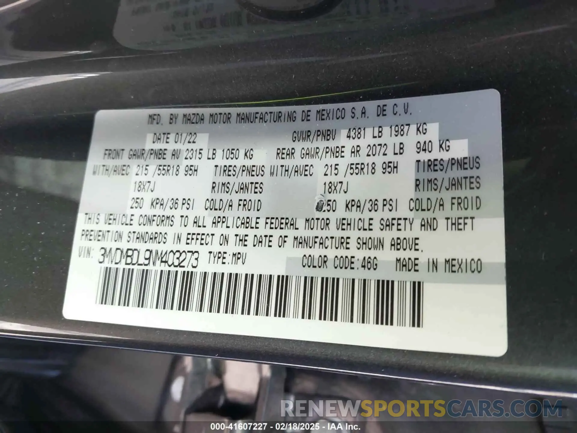 9 Фотография поврежденного автомобиля 3MVDMBDL9NM403273 MAZDA CX-30 2022