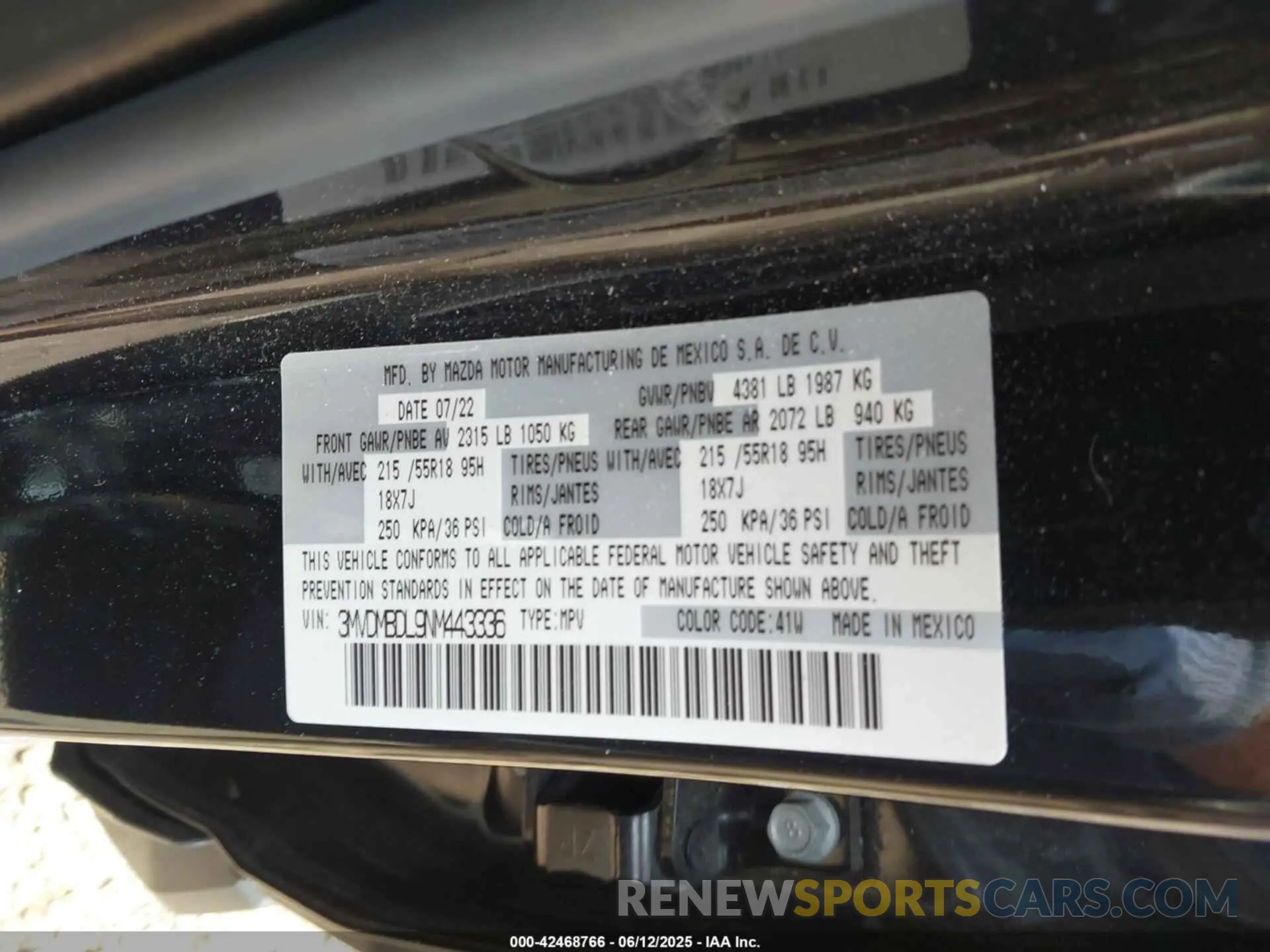 9 Photograph of a damaged car 3MVDMBDL9NM443336 MAZDA CX-30 2022
