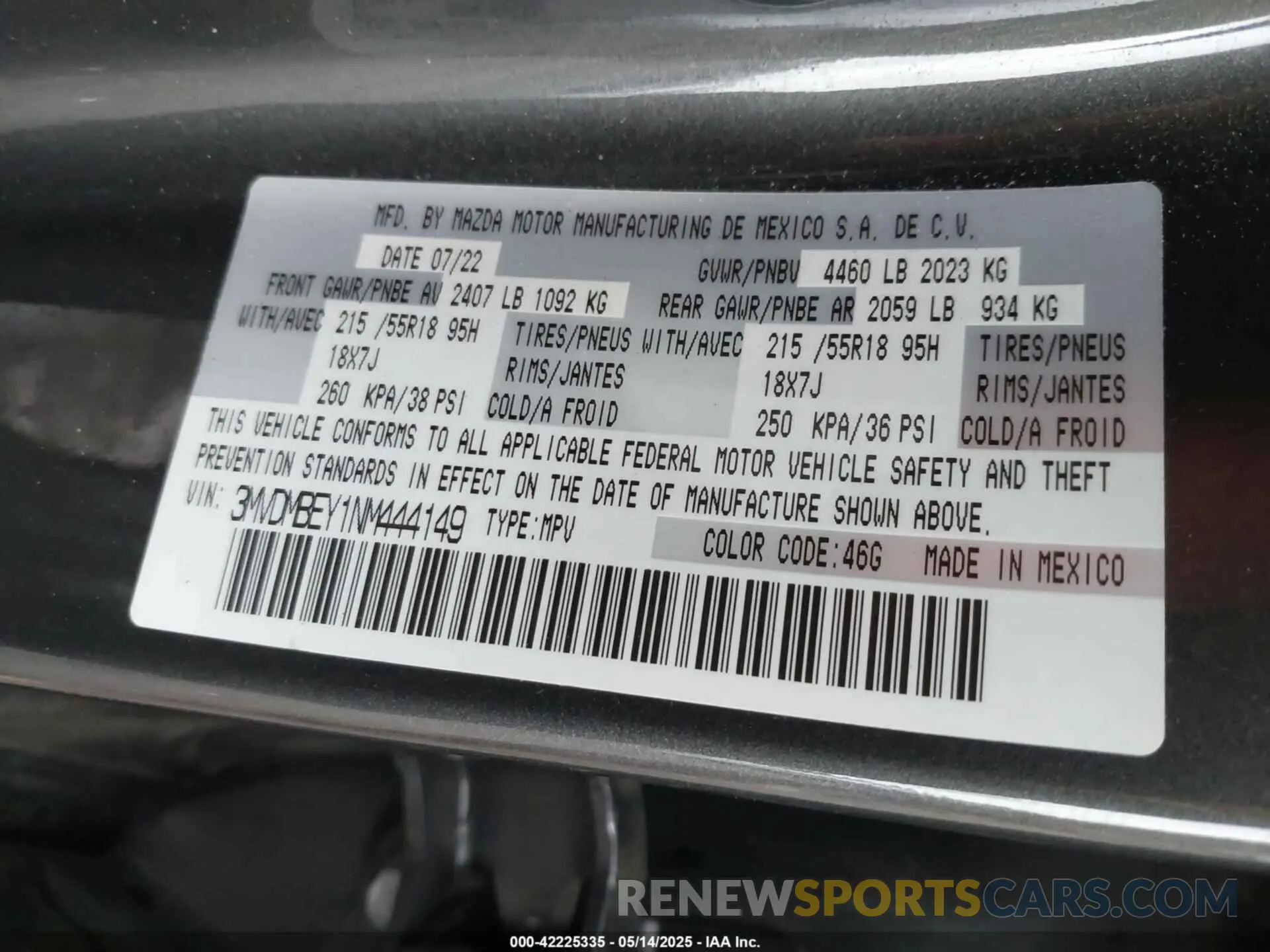 9 Photograph of a damaged car 3MVDMBEY1NM444149 MAZDA CX-30 2022
