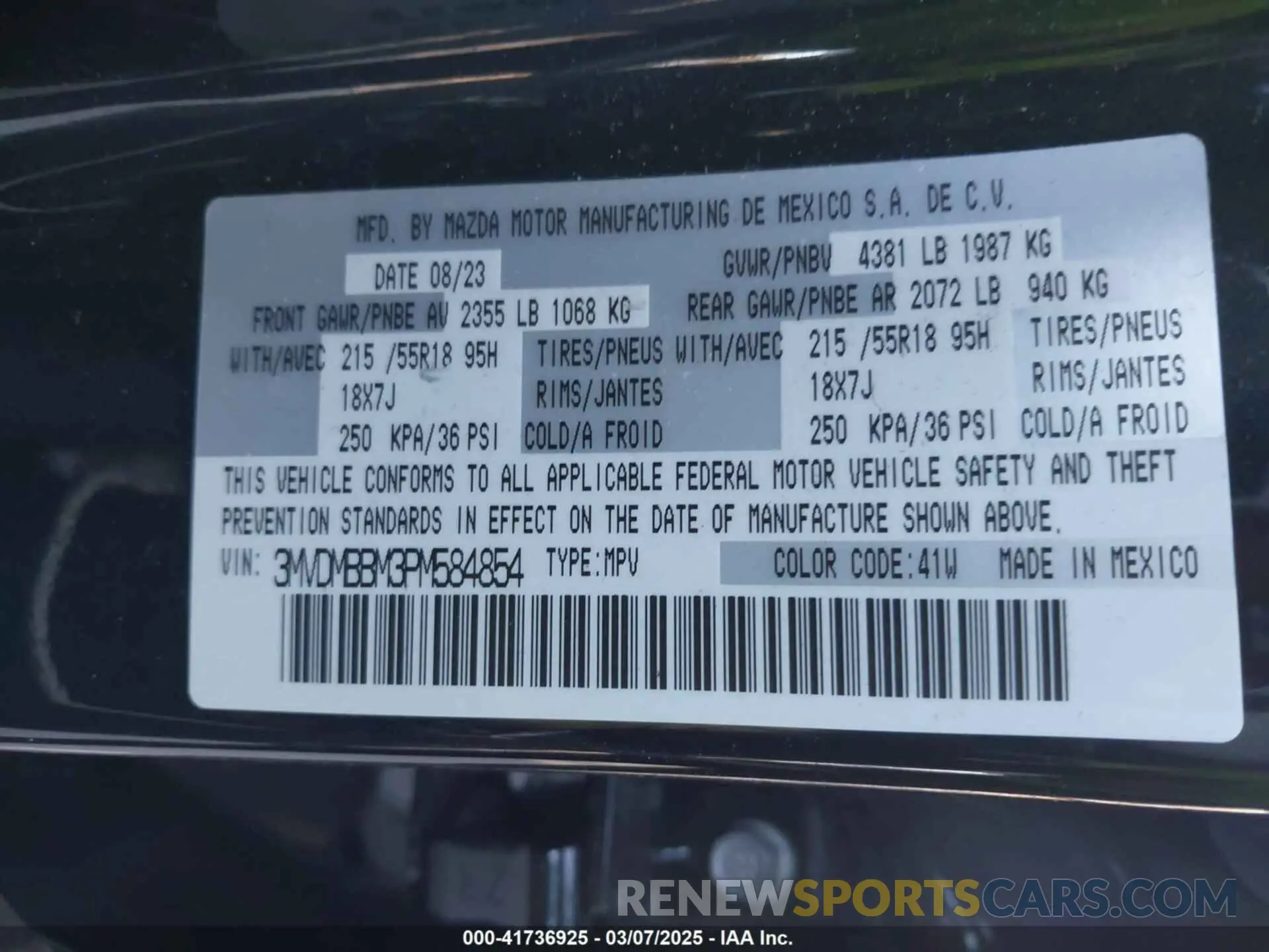 9 Photograph of a damaged car 3MVDMBBM3PM584854 MAZDA CX-30 2023