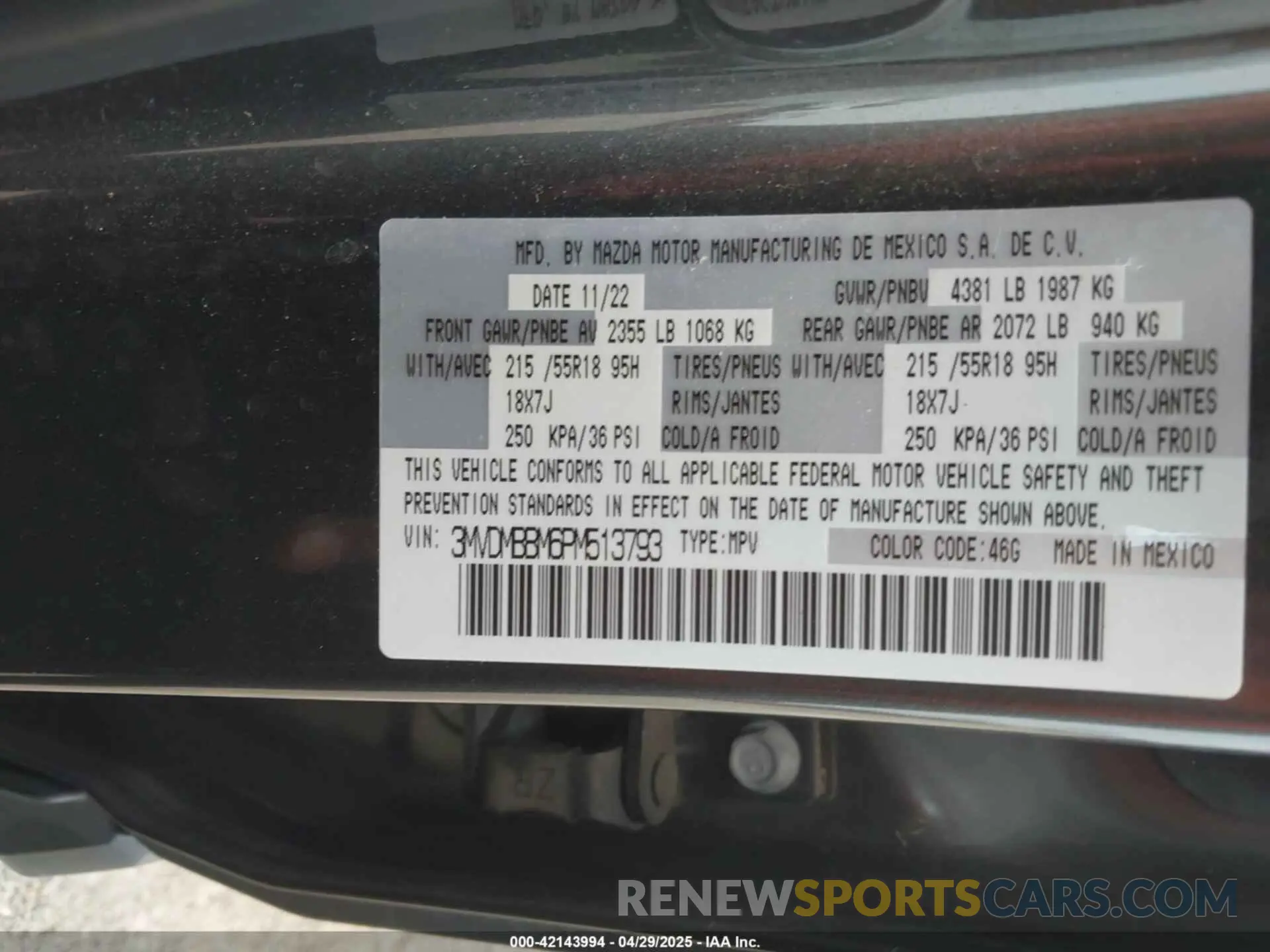 9 Фотография поврежденного автомобиля 3MVDMBBM6PM513793 MAZDA CX-30 2023