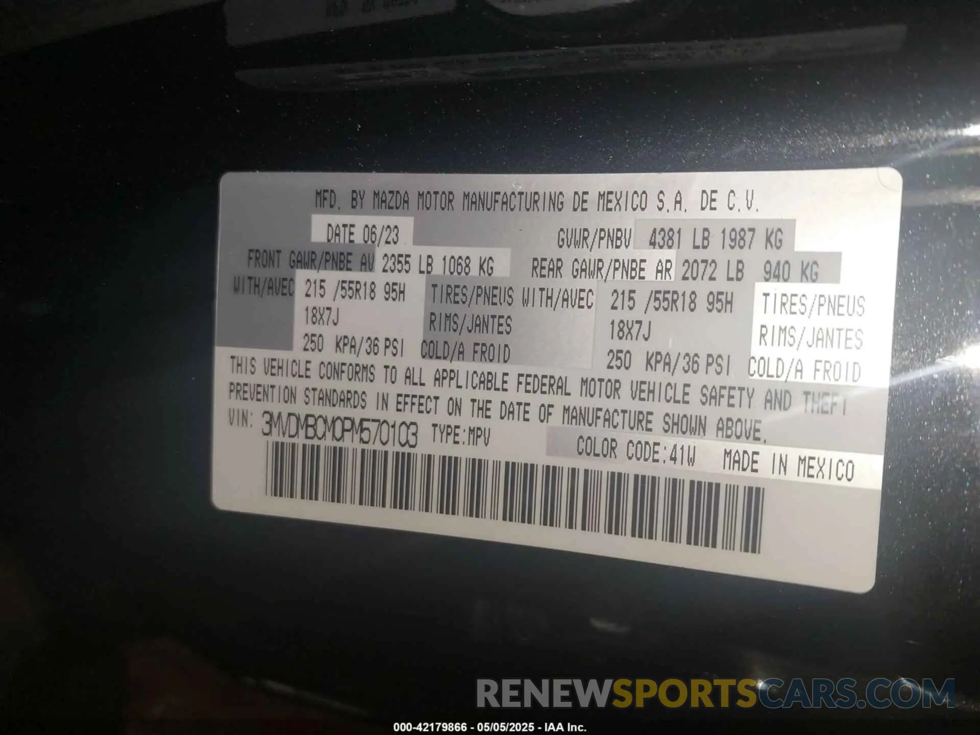 9 Фотография поврежденного автомобиля 3MVDMBCM0PM570103 MAZDA CX-30 2023