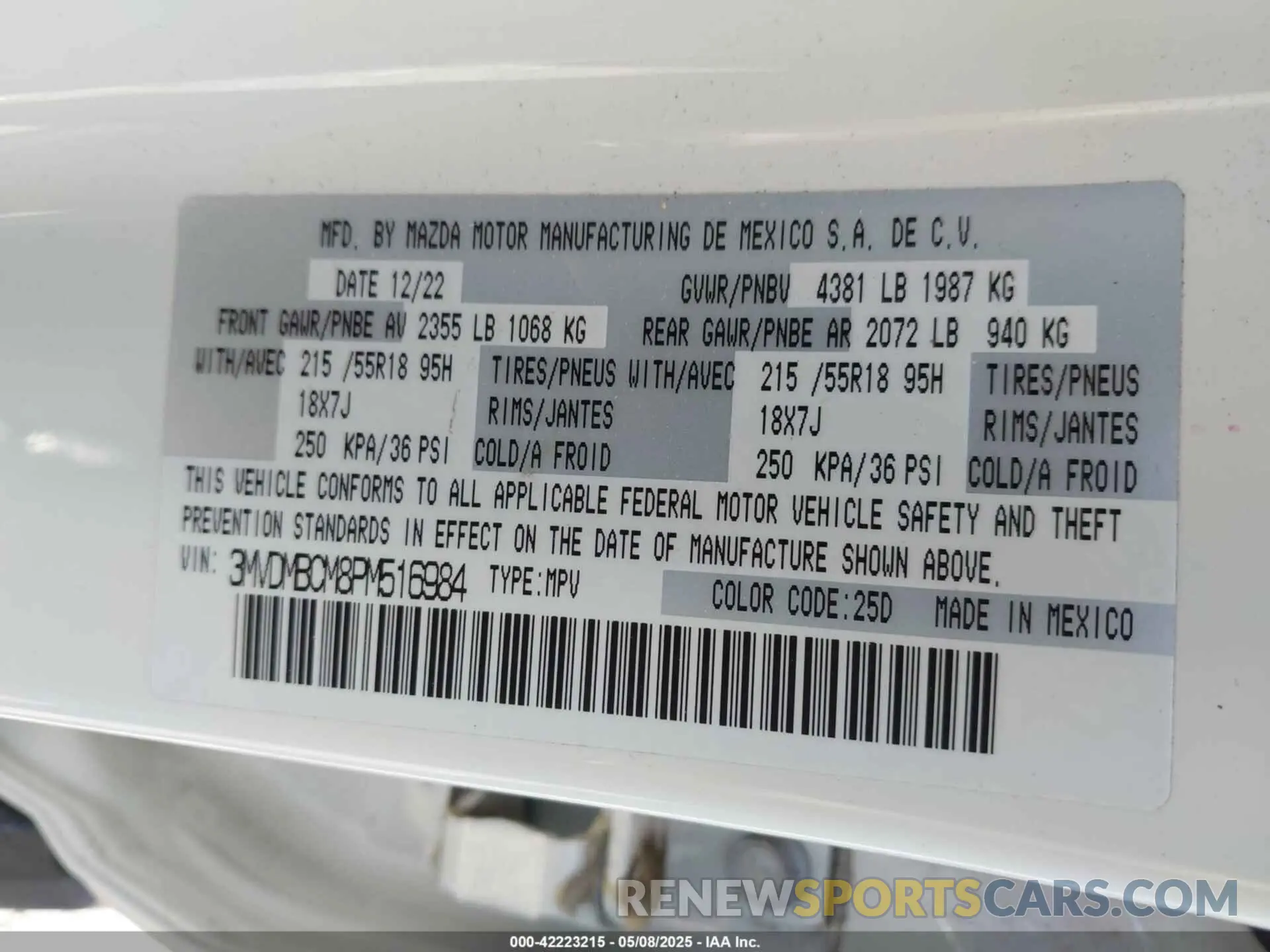 9 Photograph of a damaged car 3MVDMBCM8PM516984 MAZDA CX-30 2023