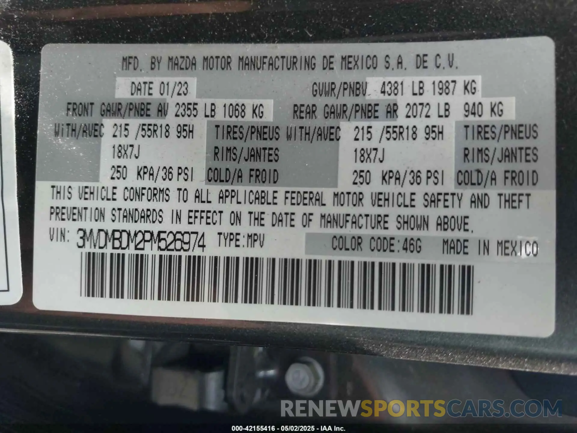 9 Фотография поврежденного автомобиля 3MVDMBDM2PM526974 MAZDA CX-30 2023