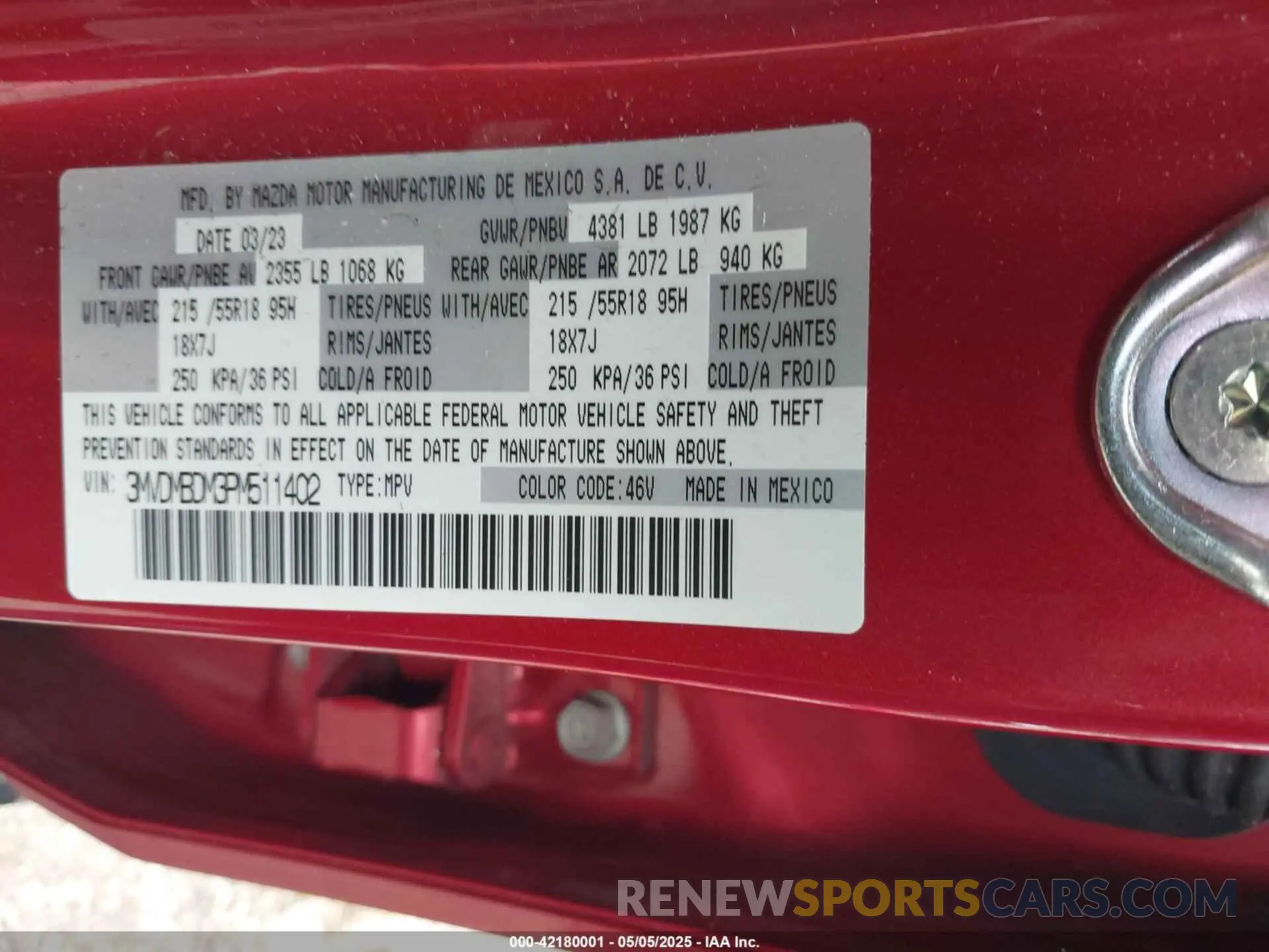 9 Фотография поврежденного автомобиля 3MVDMBDM3PM511402 MAZDA CX-30 2023
