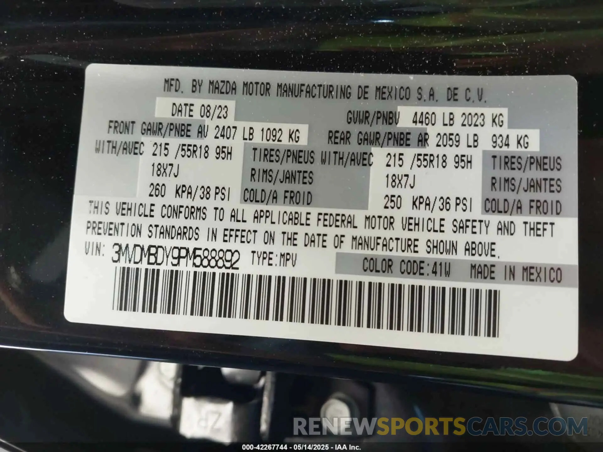 9 Photograph of a damaged car 3MVDMBDY9PM588892 MAZDA CX-30 2023