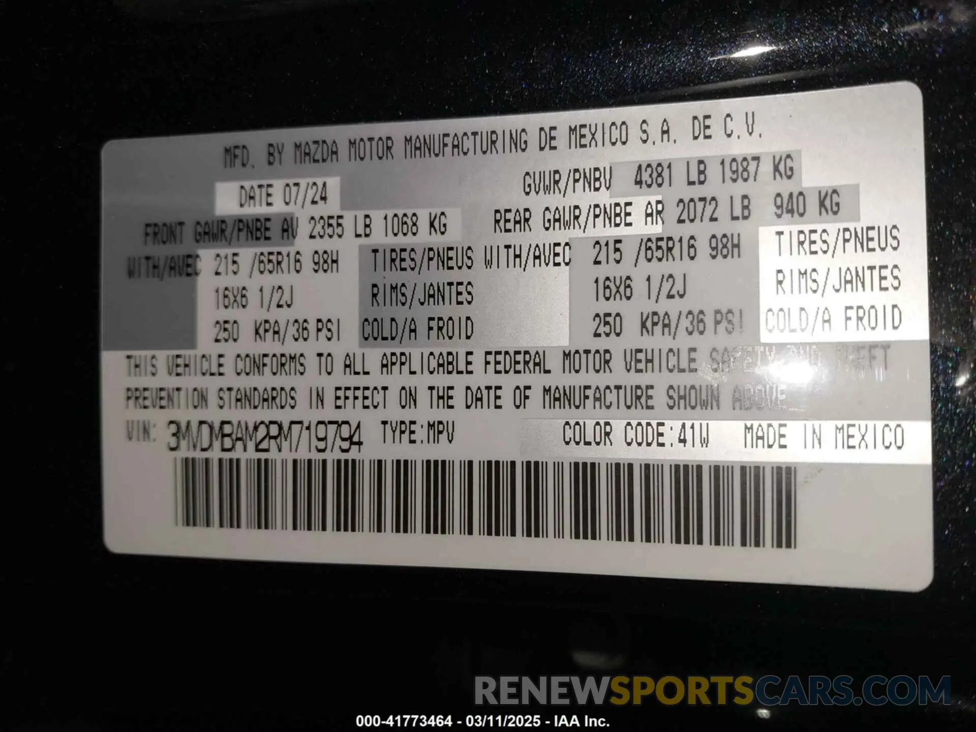 9 Фотография поврежденного автомобиля 3MVDMBAM2RM719794 MAZDA CX-30 2024