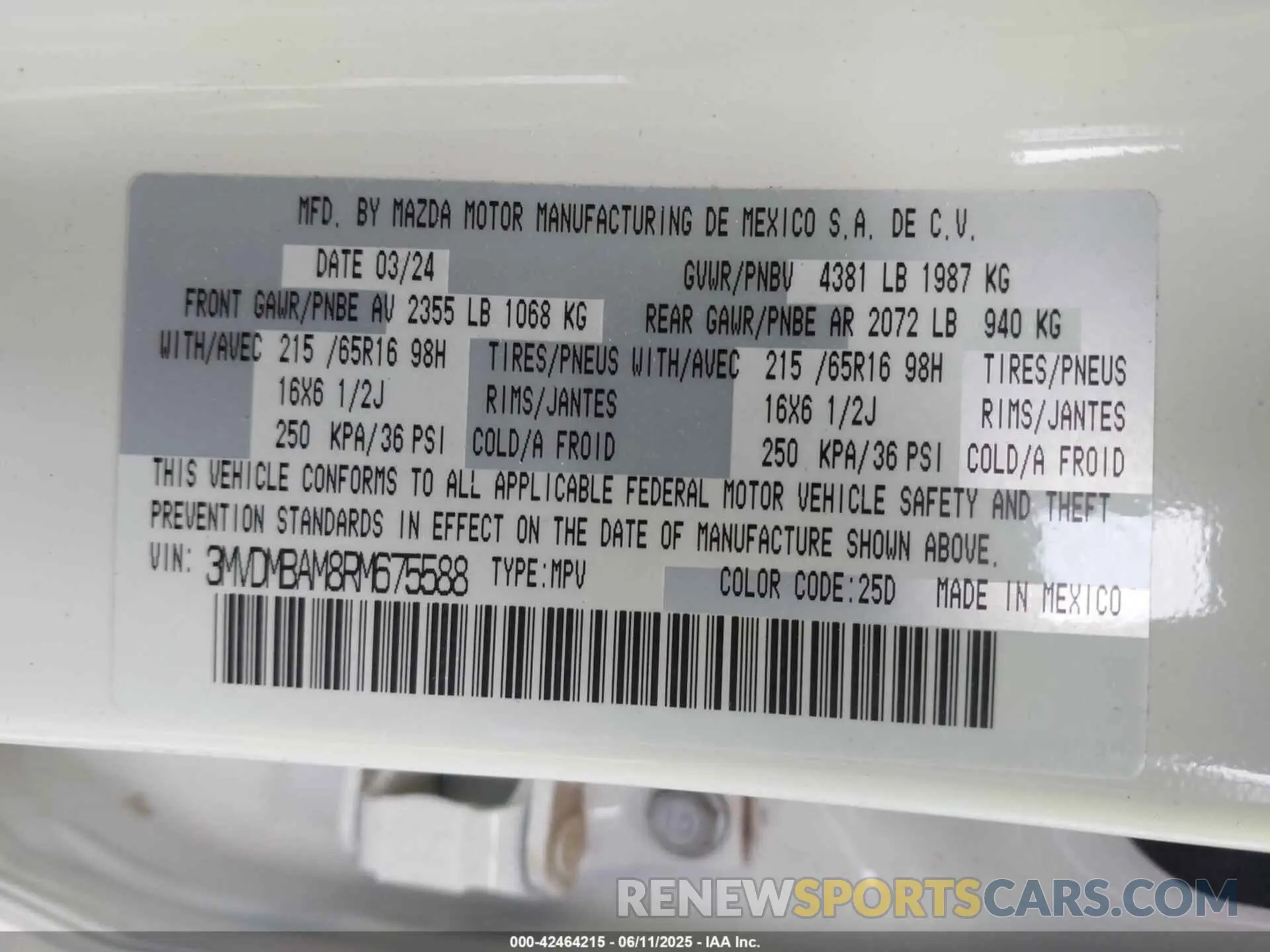 9 Photograph of a damaged car 3MVDMBAM8RM675588 MAZDA CX-30 2024