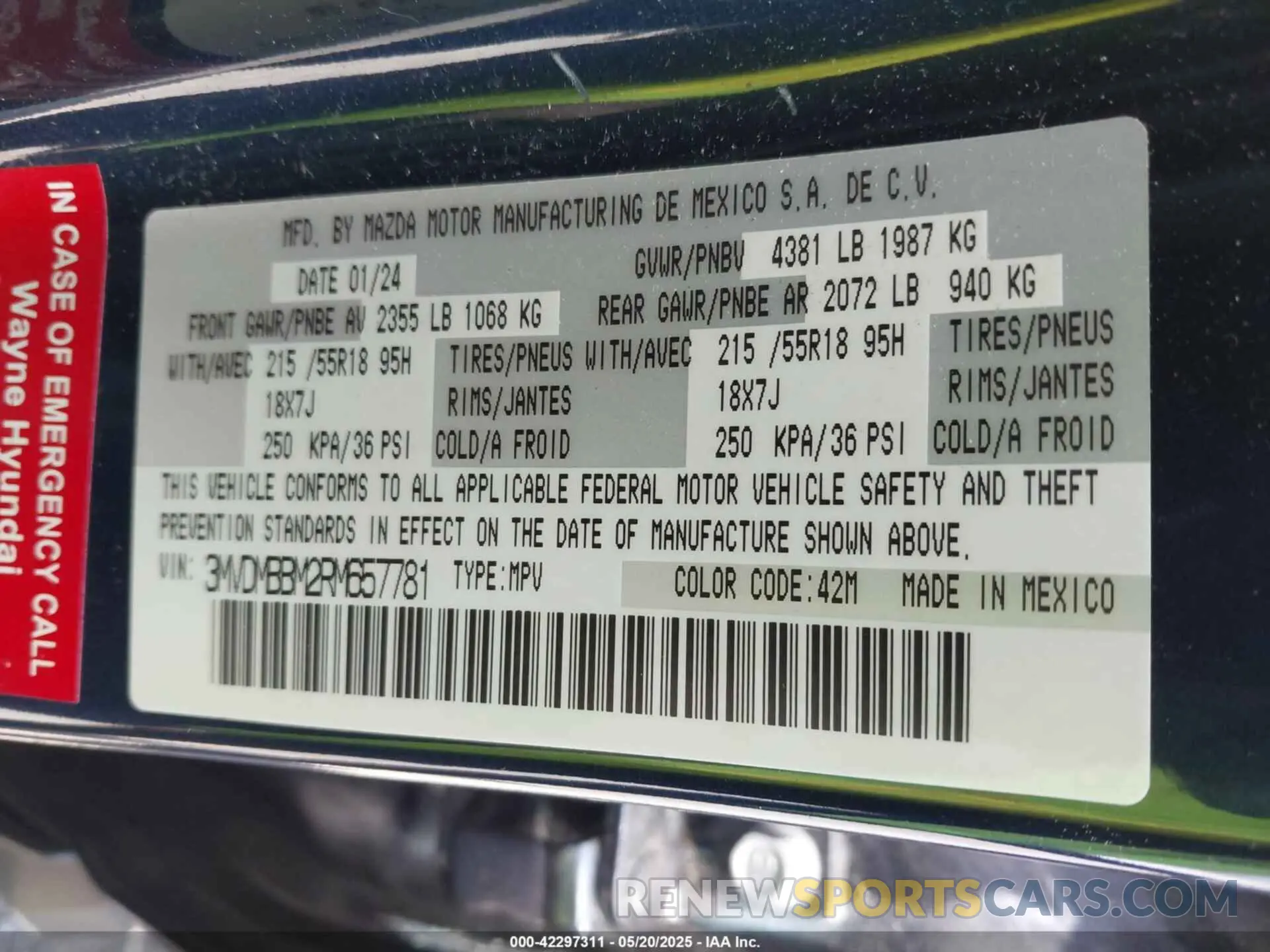 9 Фотография поврежденного автомобиля 3MVDMBBM2RM657781 MAZDA CX-30 2024