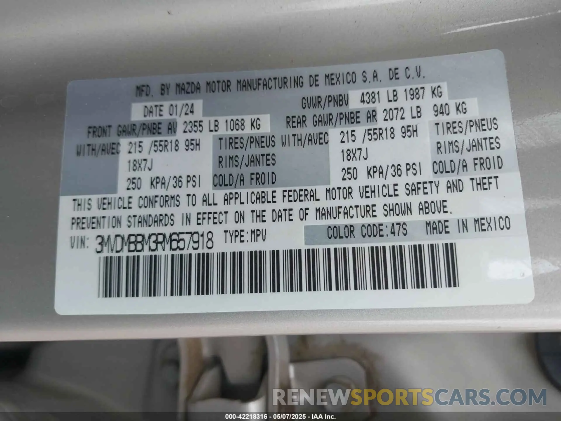 9 Photograph of a damaged car 3MVDMBBM3RM657918 MAZDA CX-30 2024