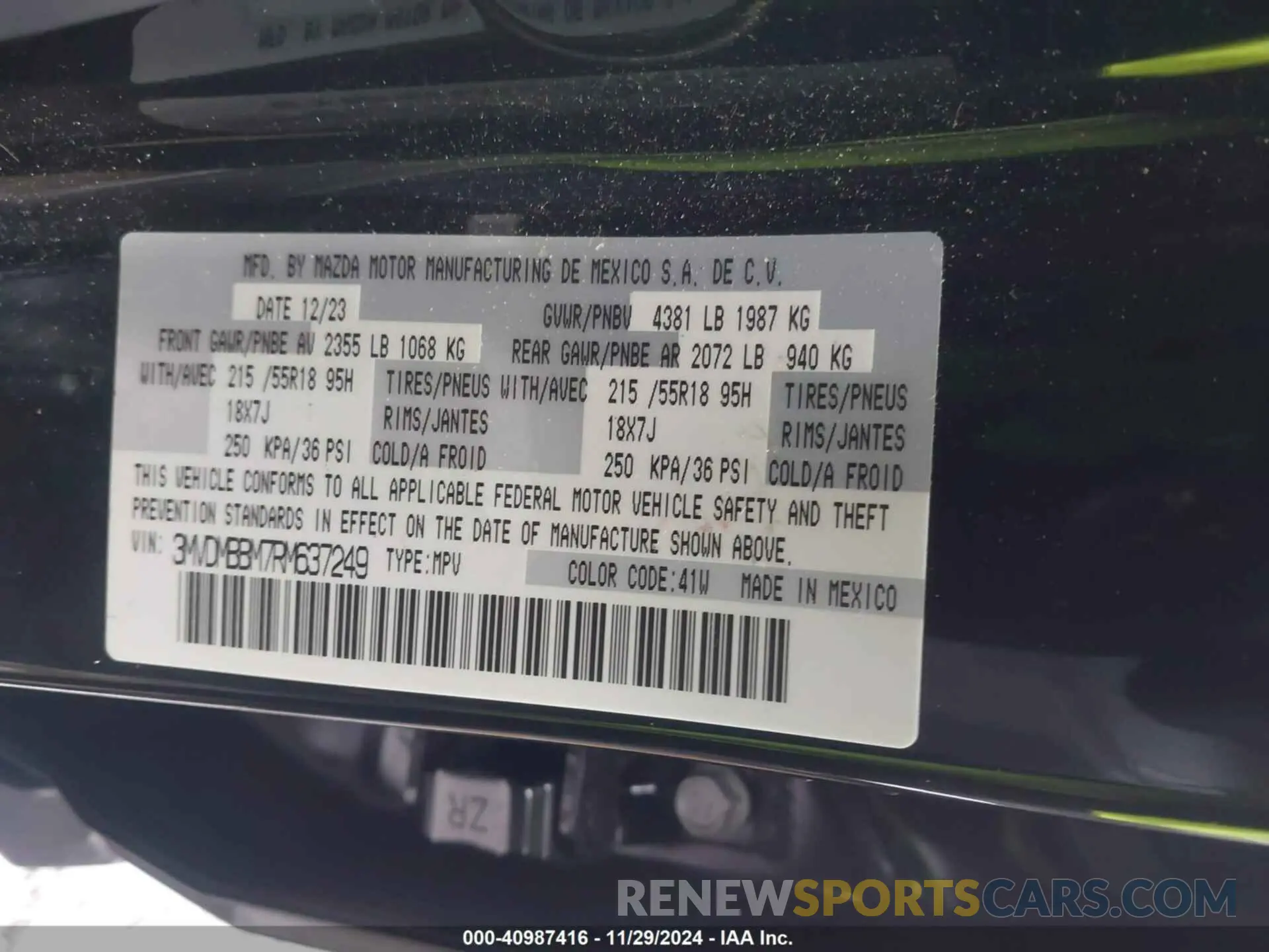 9 Фотография поврежденного автомобиля 3MVDMBBM7RM637249 MAZDA CX-30 2024