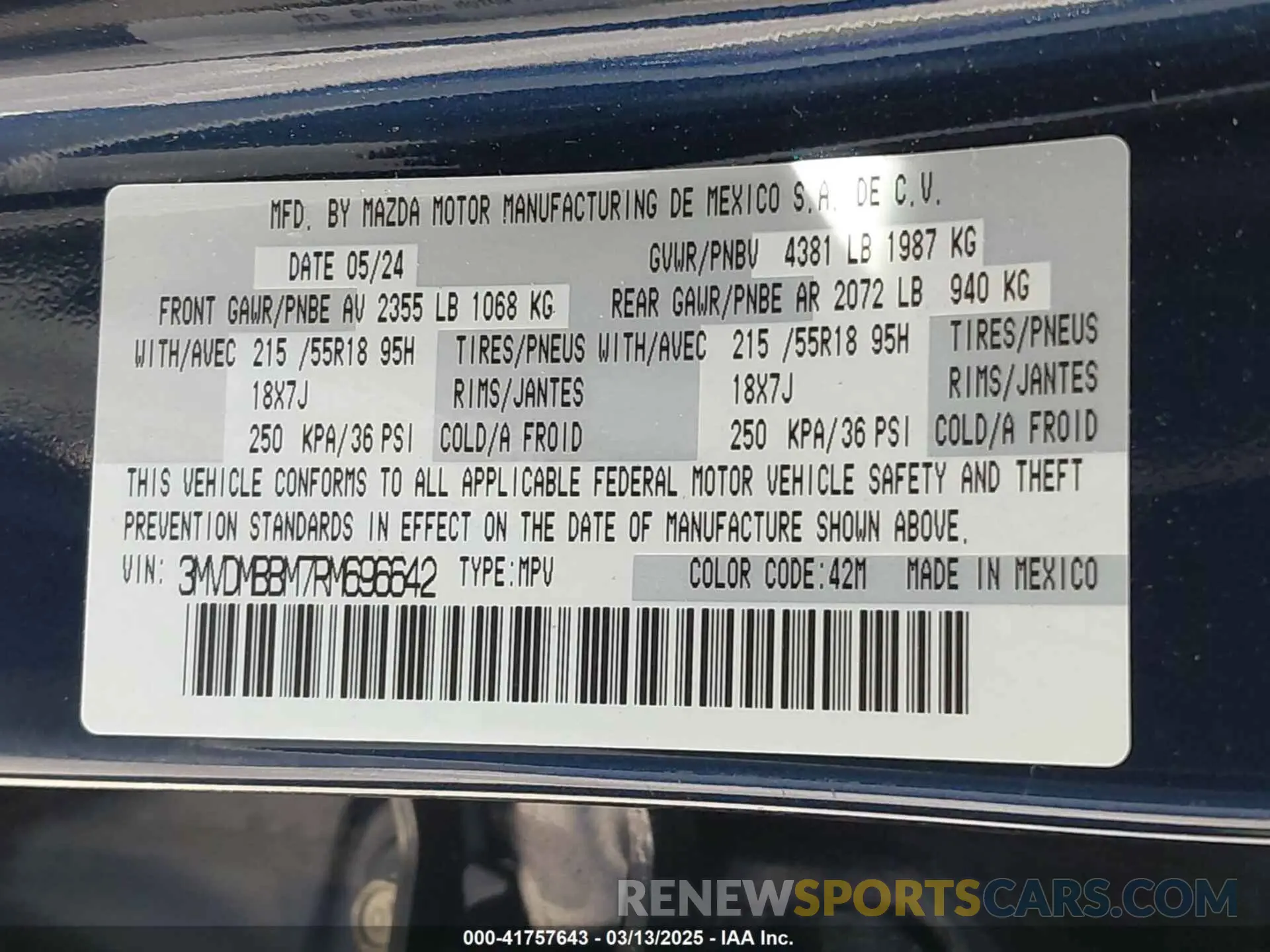 9 Фотография поврежденного автомобиля 3MVDMBBM7RM696642 MAZDA CX-30 2024