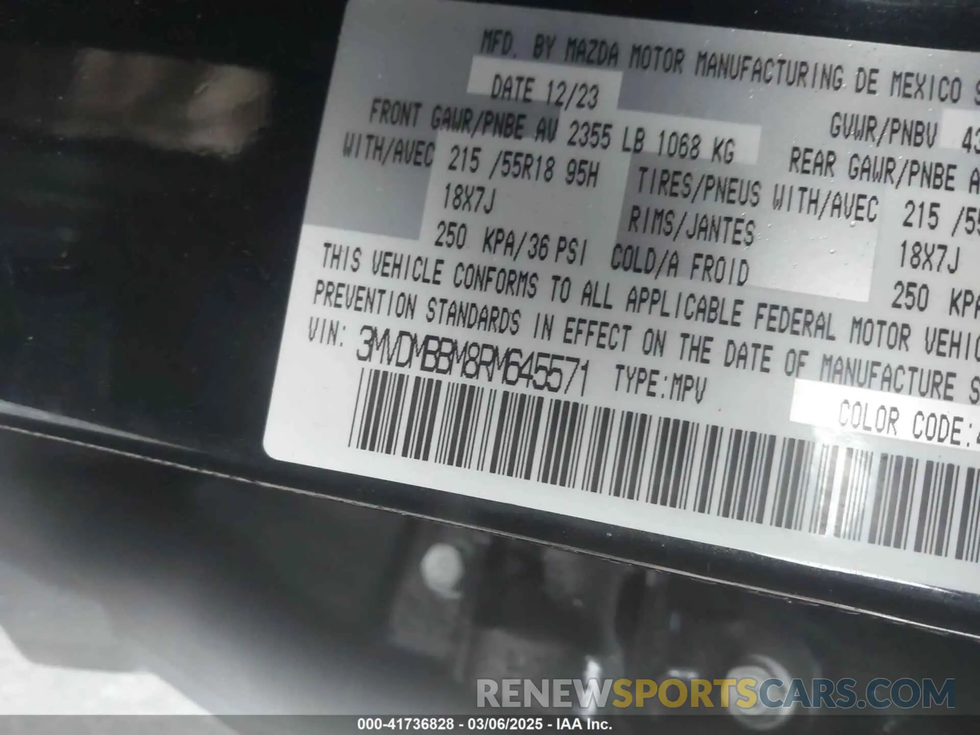 9 Фотография поврежденного автомобиля 3MVDMBBM8RM645571 MAZDA CX-30 2024