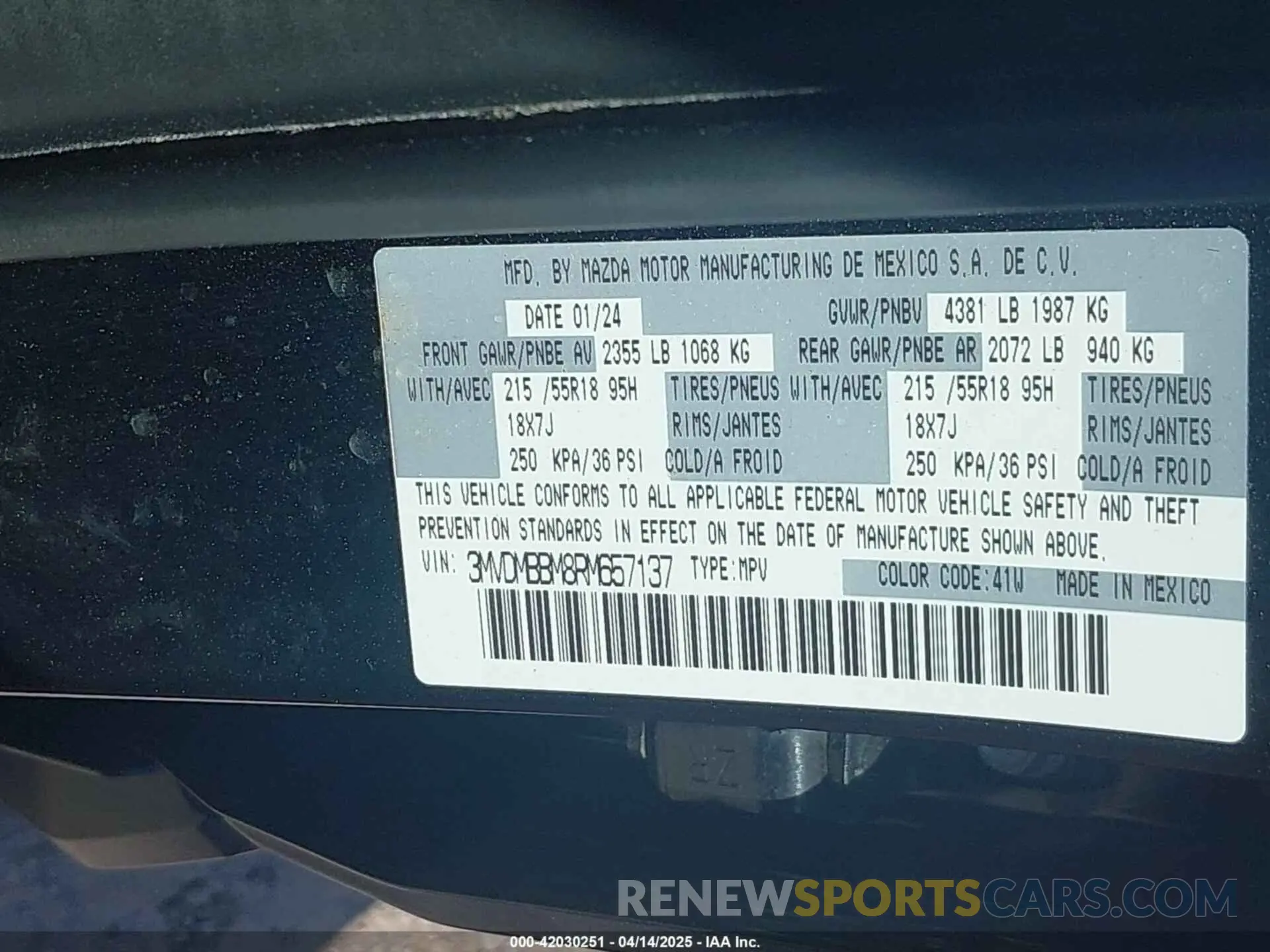 9 Фотография поврежденного автомобиля 3MVDMBBM8RM657137 MAZDA CX-30 2024