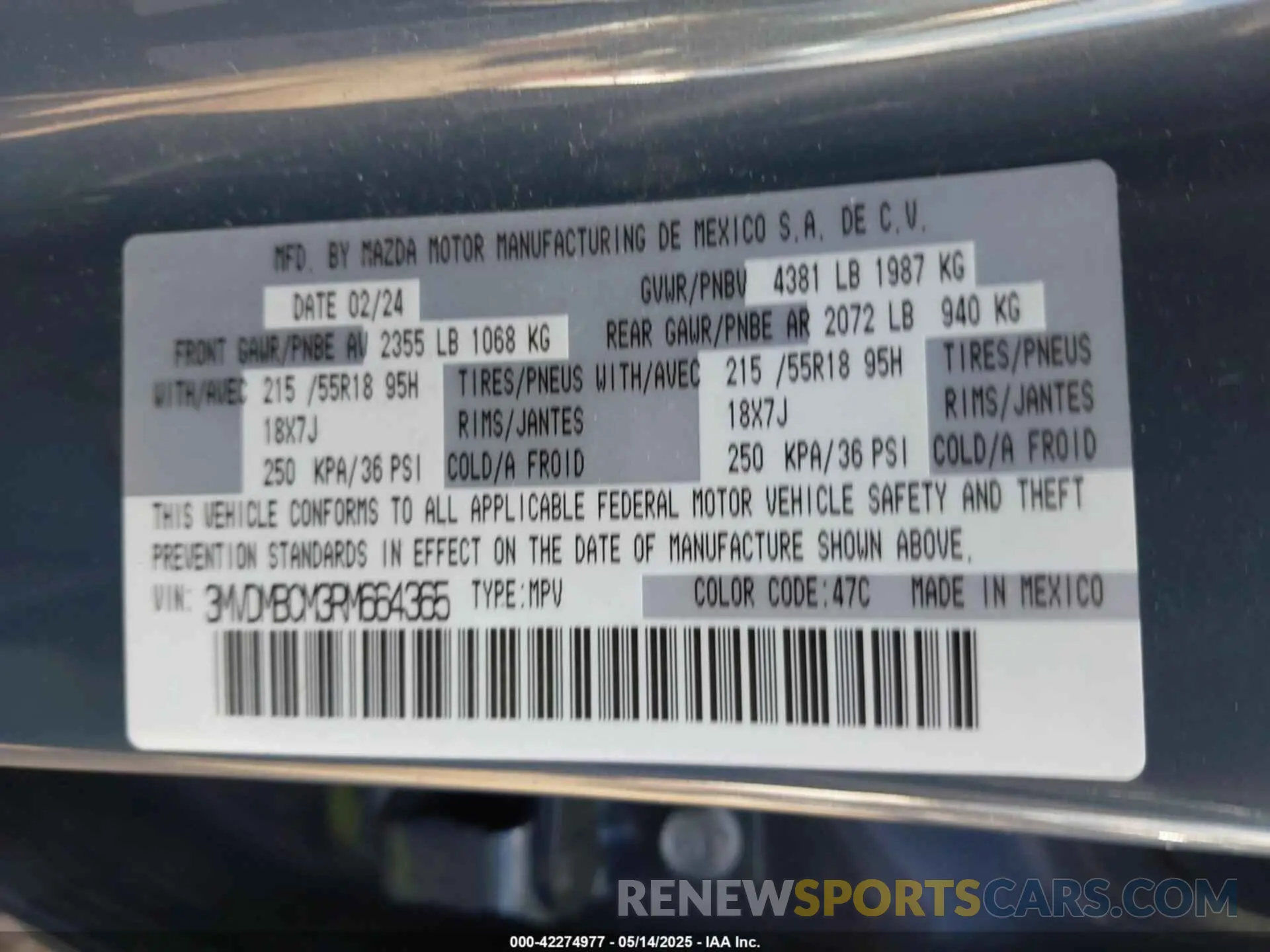 9 Фотография поврежденного автомобиля 3MVDMBCM3RM664365 MAZDA CX-30 2024