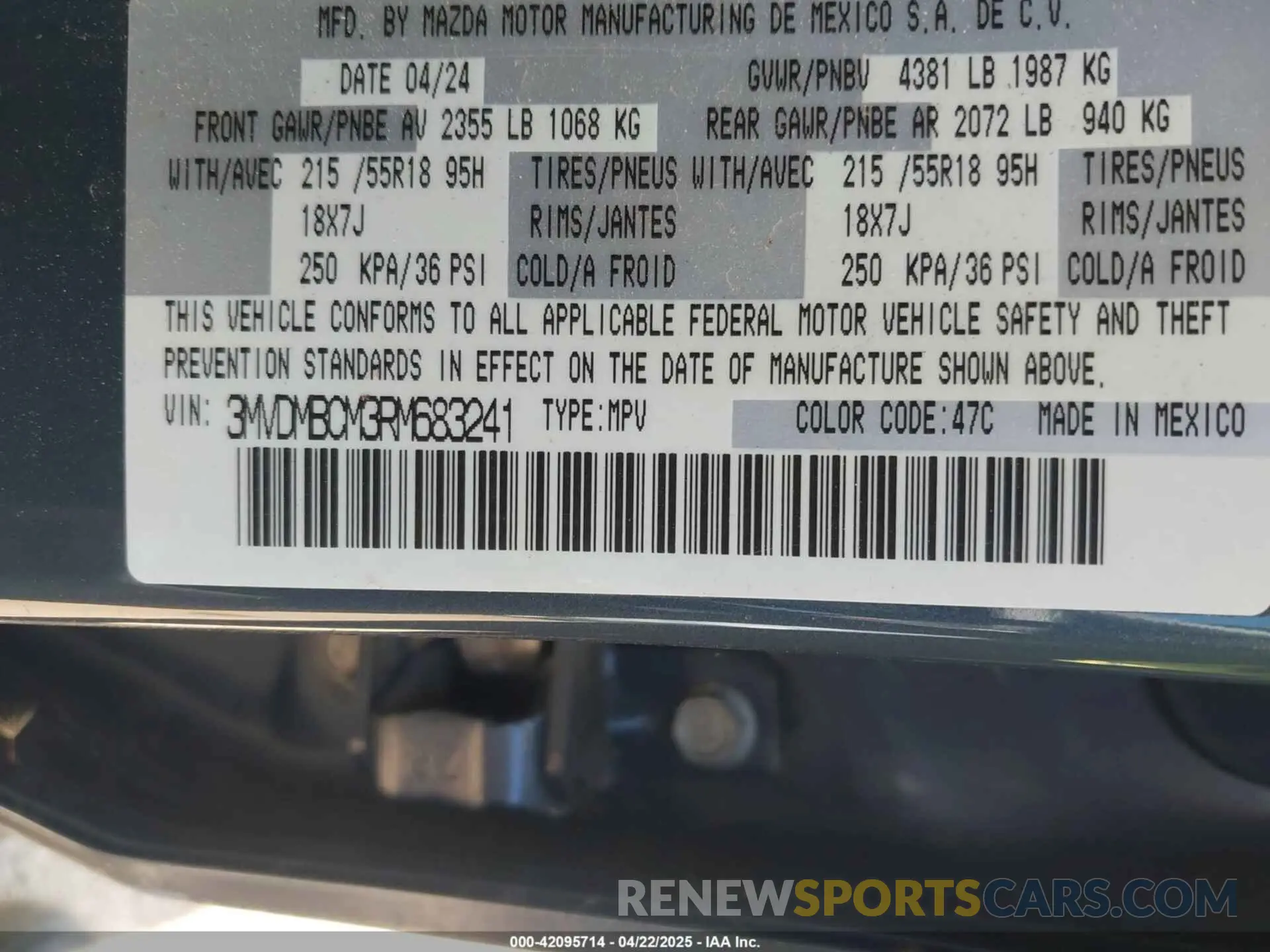 9 Фотография поврежденного автомобиля 3MVDMBCM3RM683241 MAZDA CX-30 2024