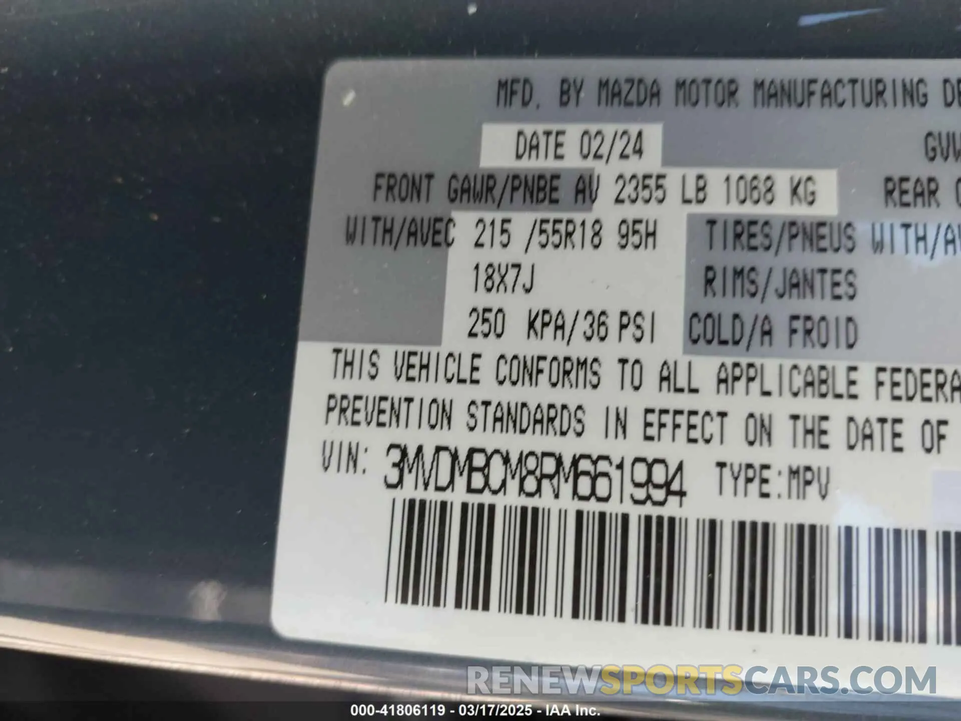 9 Photograph of a damaged car 3MVDMBCM8RM661994 MAZDA CX-30 2024