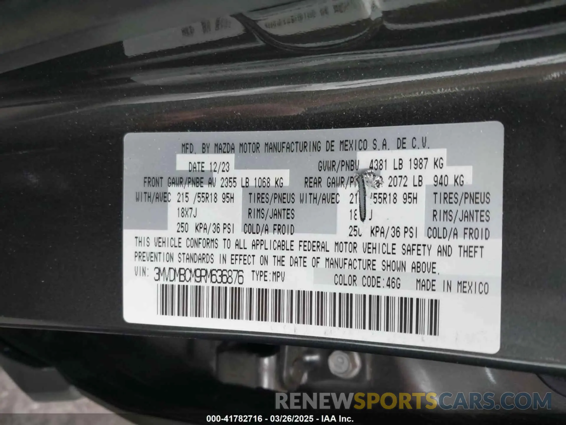 9 Фотография поврежденного автомобиля 3MVDMBCM9RM636876 MAZDA CX-30 2024