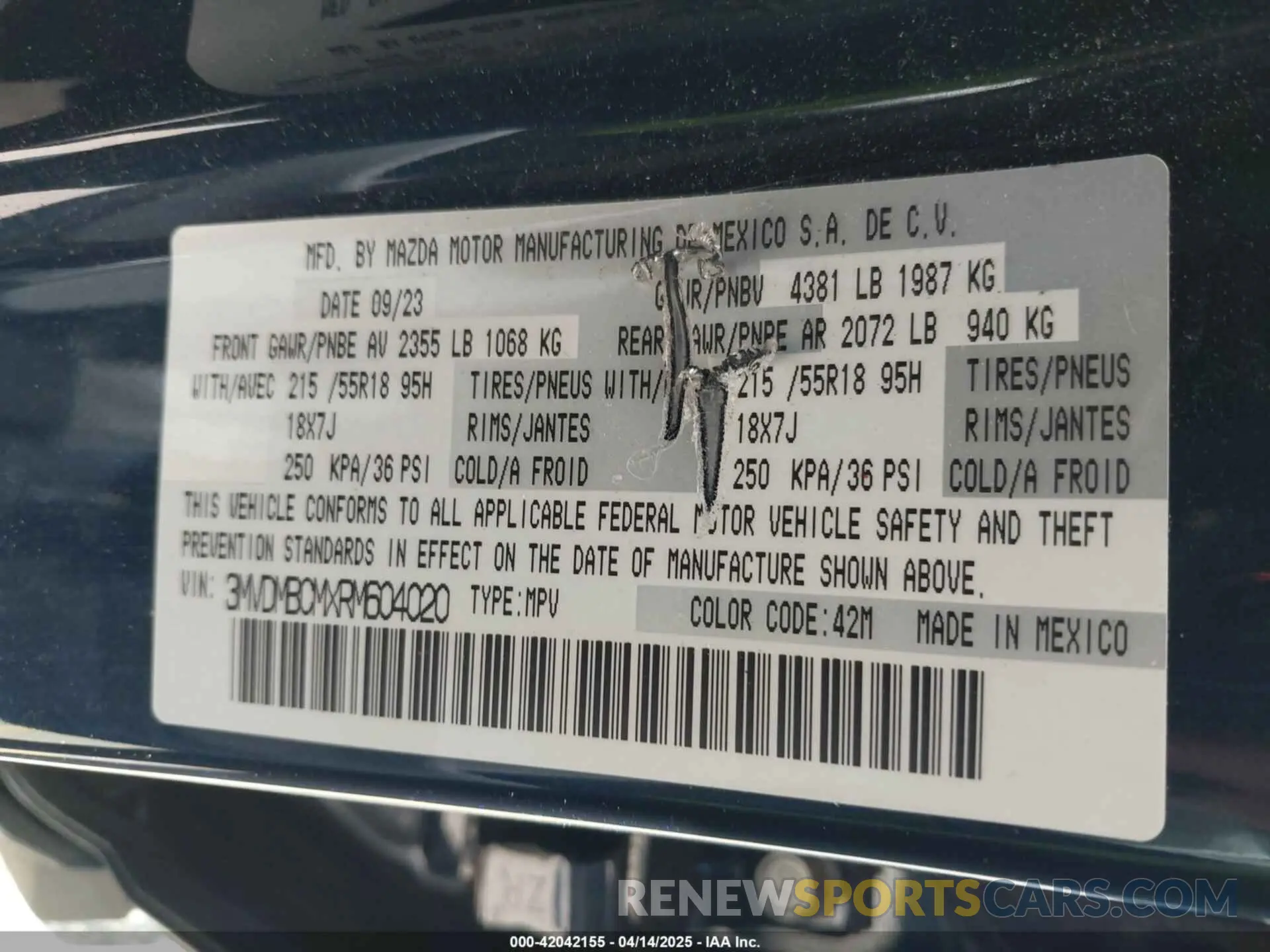 9 Фотография поврежденного автомобиля 3MVDMBCMXRM604020 MAZDA CX-30 2024