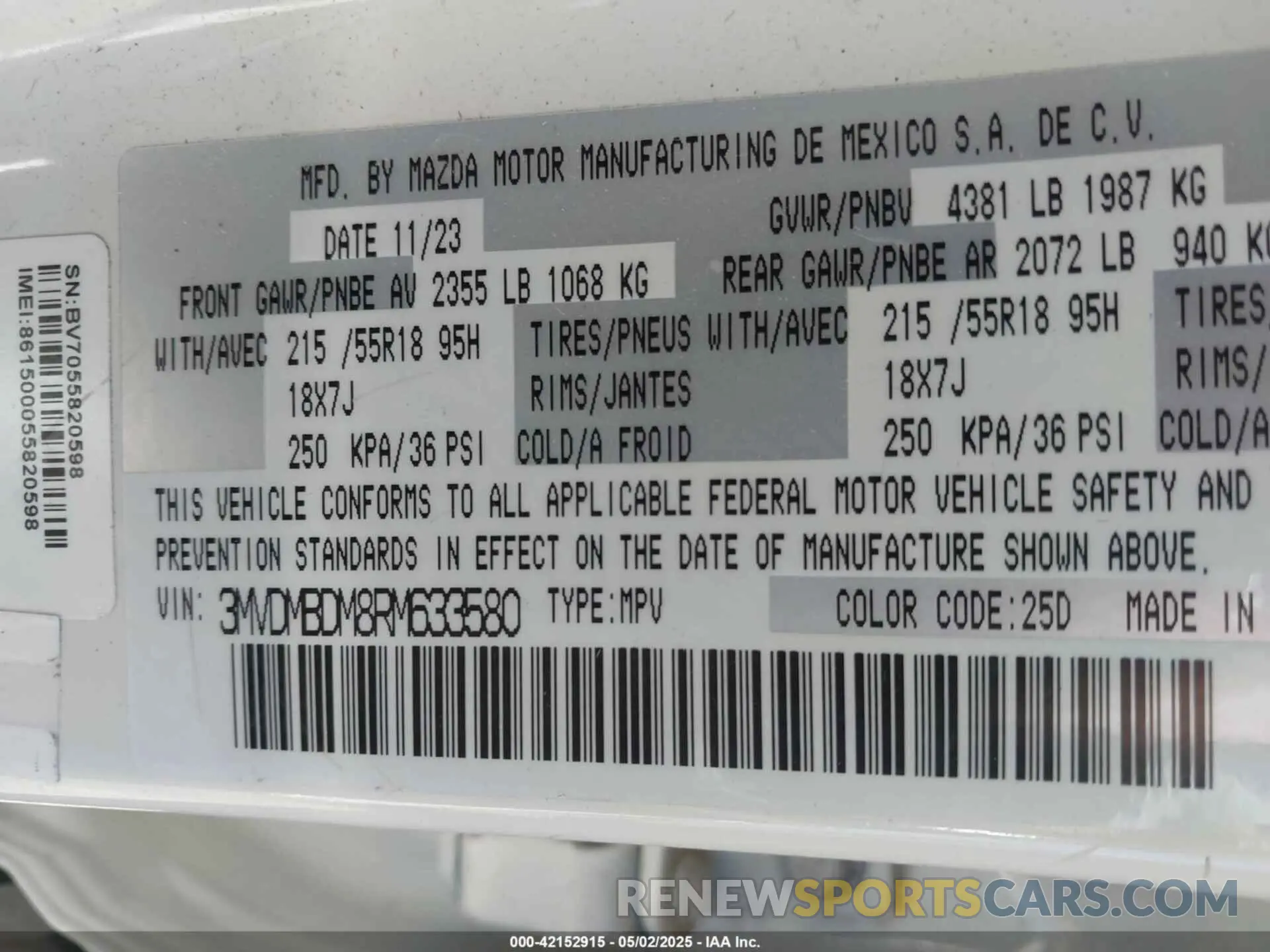 9 Фотография поврежденного автомобиля 3MVDMBDM8RM633580 MAZDA CX-30 2024