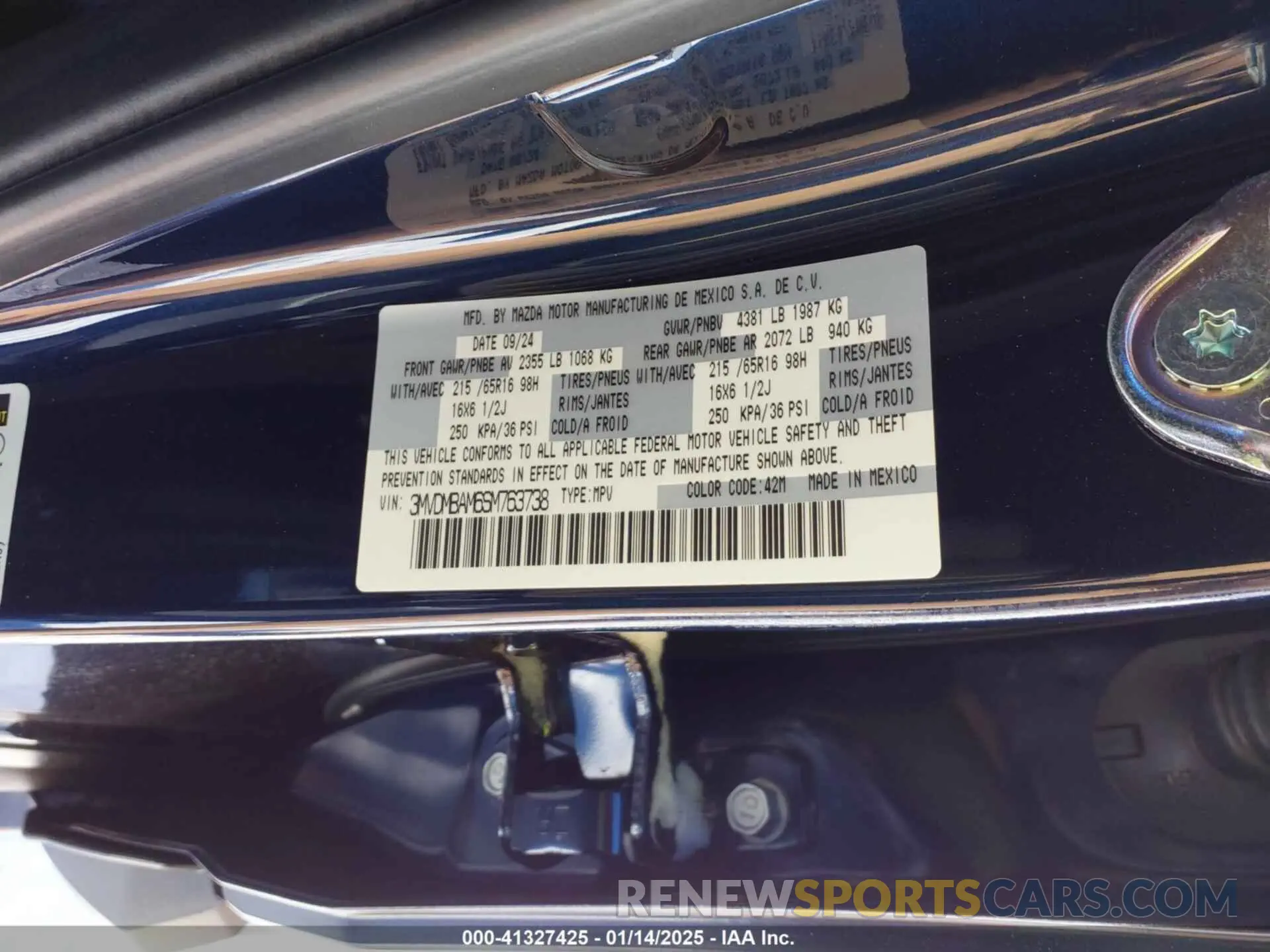 9 Фотография поврежденного автомобиля 3MVDMBAM6SM763738 MAZDA CX-30 2025