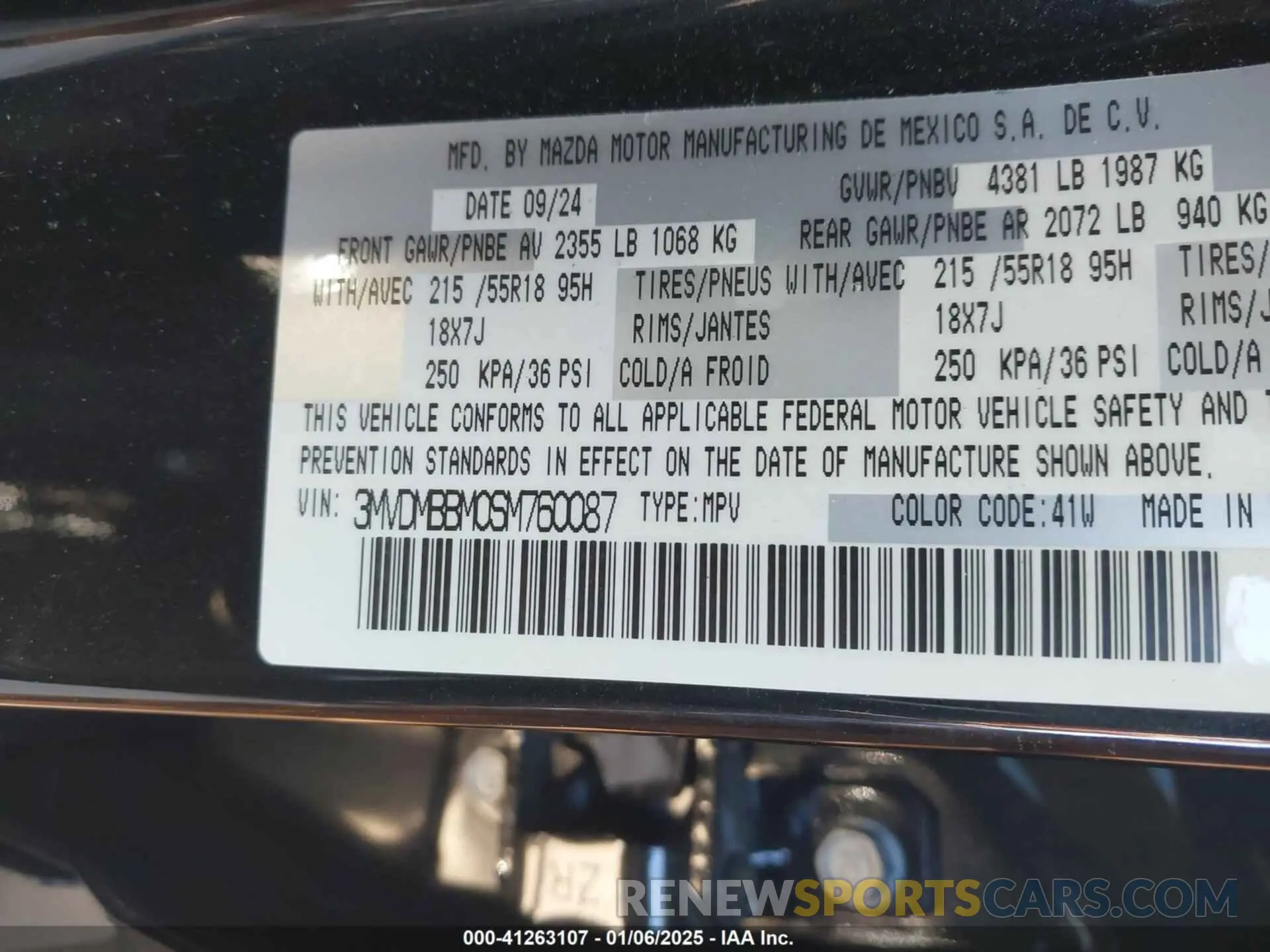 9 Photograph of a damaged car 3MVDMBBM0SM760087 MAZDA CX-30 2025
