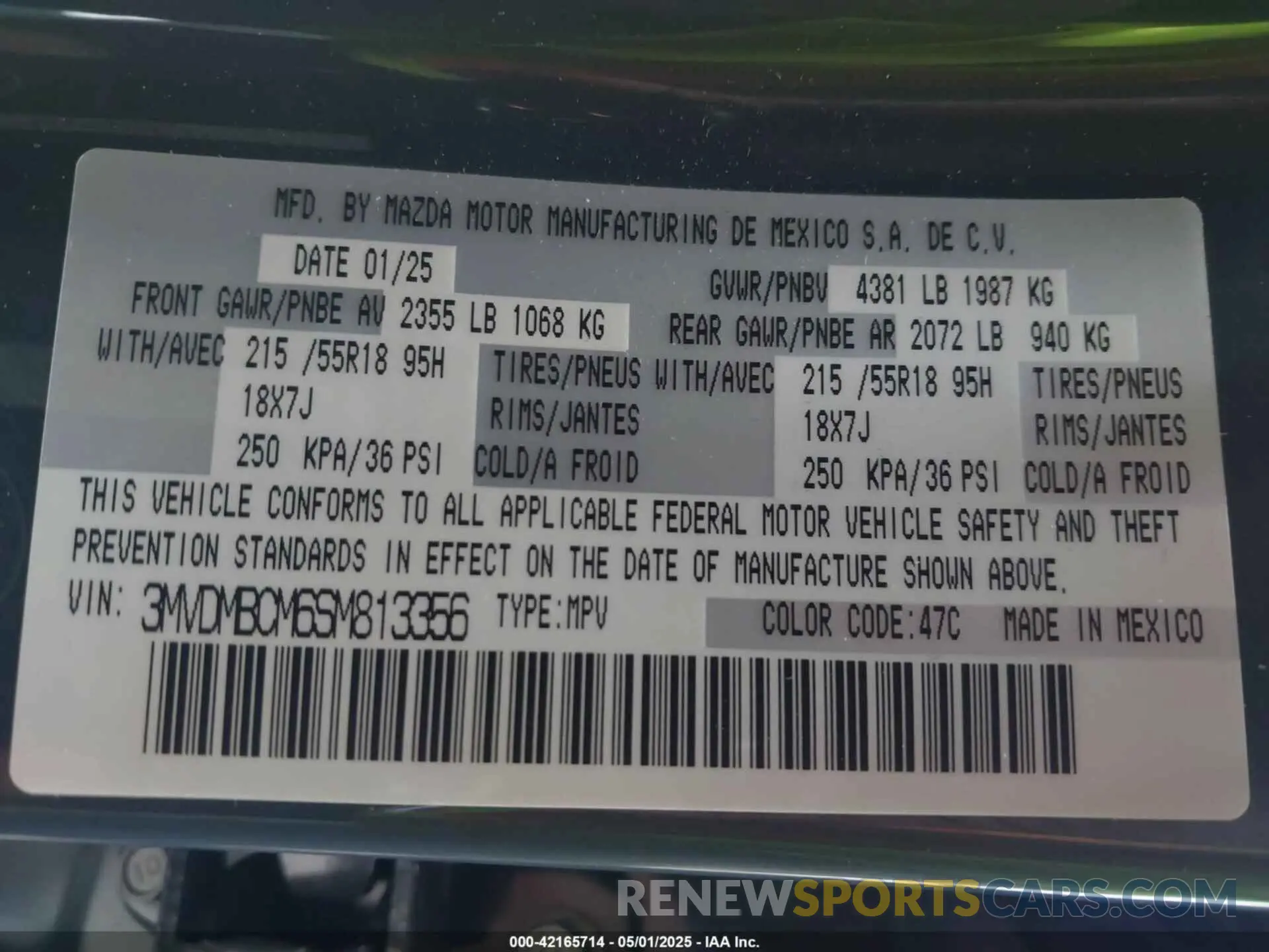 9 Фотография поврежденного автомобиля 3MVDMBCM6SM813356 MAZDA CX-30 2025
