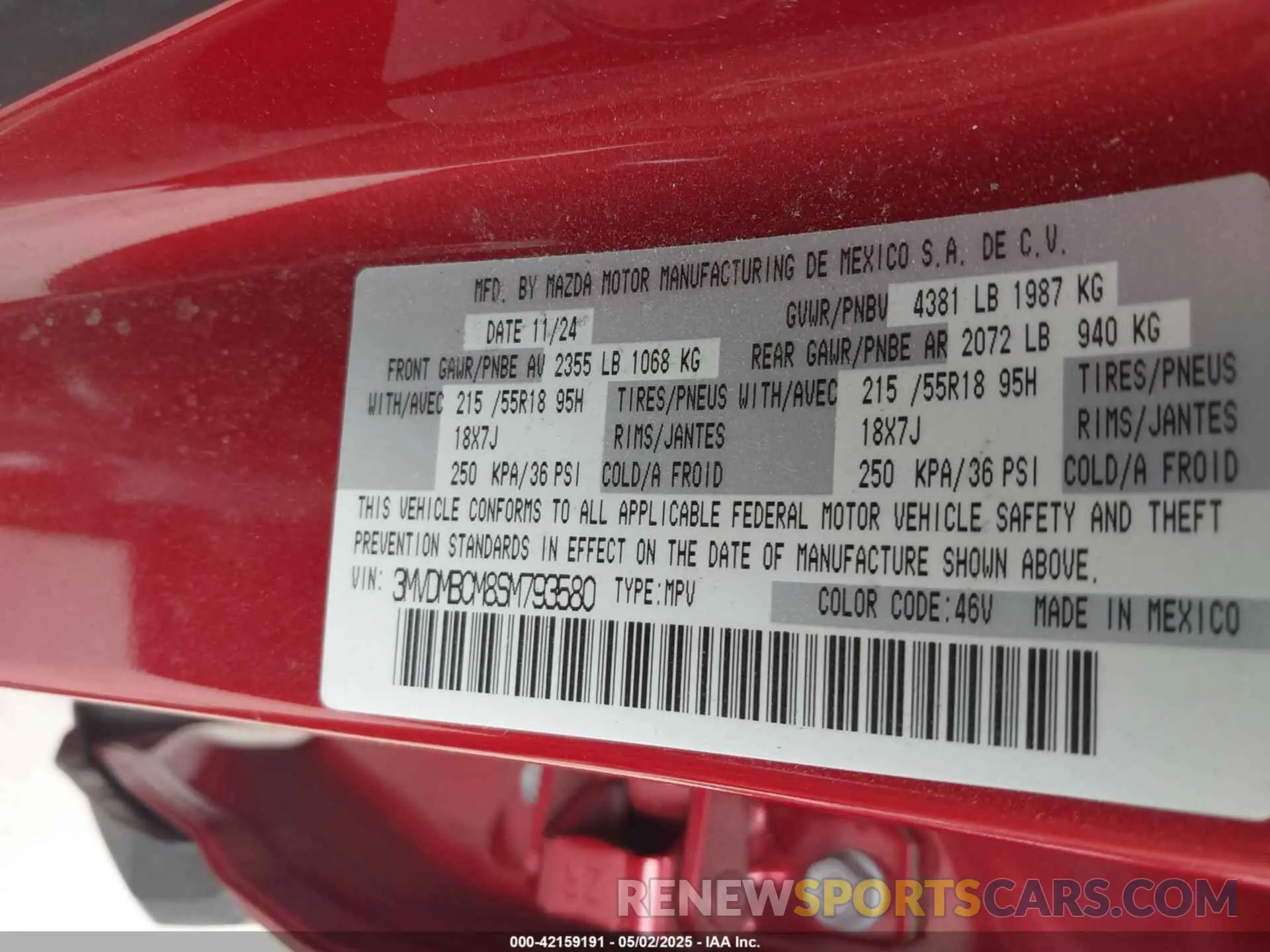 9 Photograph of a damaged car 3MVDMBCM8SM793580 MAZDA CX-30 2025
