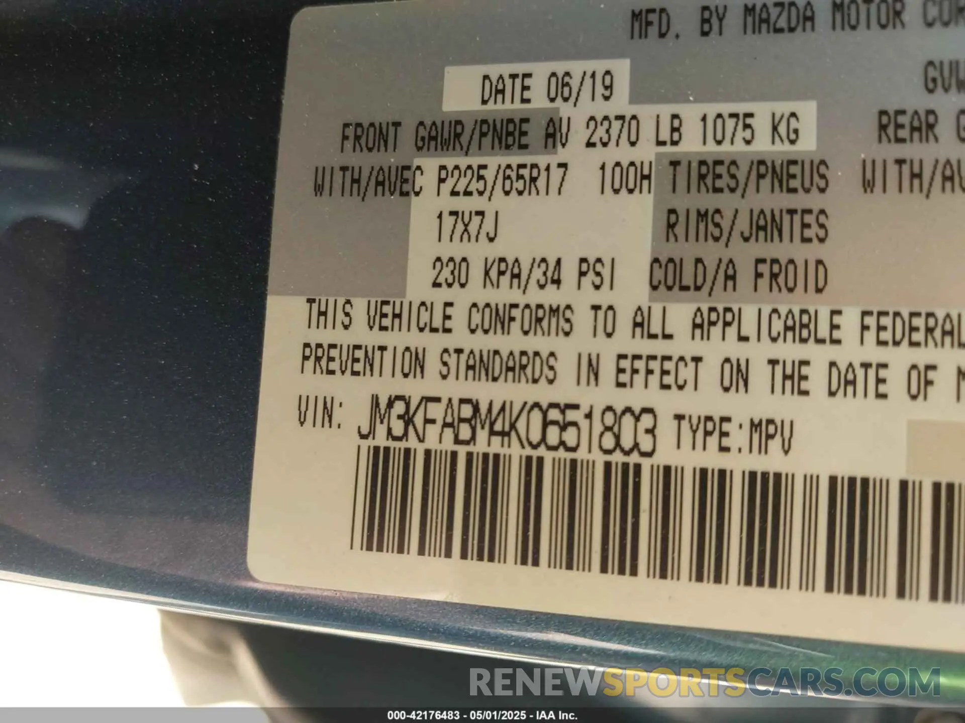 9 Фотография поврежденного автомобиля JM3KFABM4K0651803 MAZDA CX-5 2019