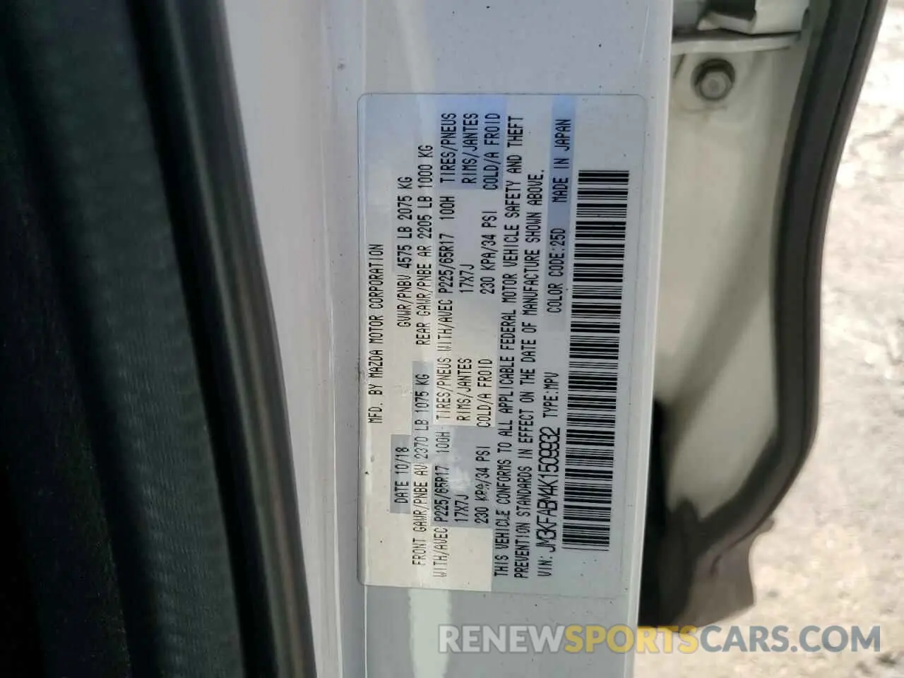 13 Photograph of a damaged car JM3KFABM4K1509932 MAZDA CX-5 2019