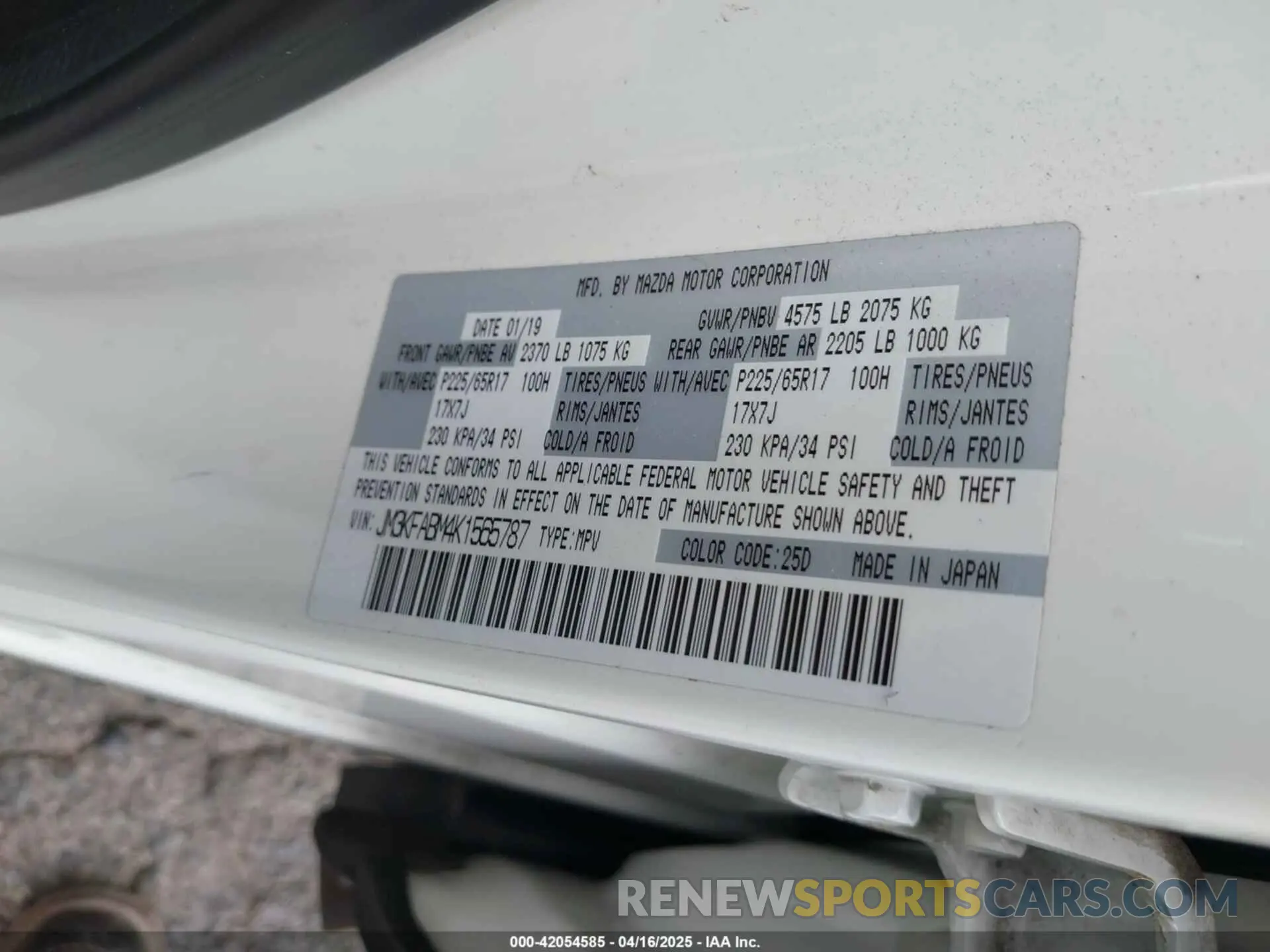 9 Фотография поврежденного автомобиля JM3KFABM4K1565787 MAZDA CX-5 2019