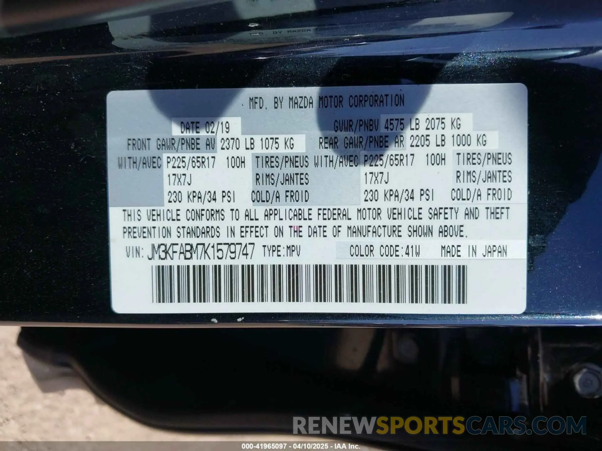 9 Photograph of a damaged car JM3KFABM7K1579747 MAZDA CX-5 2019