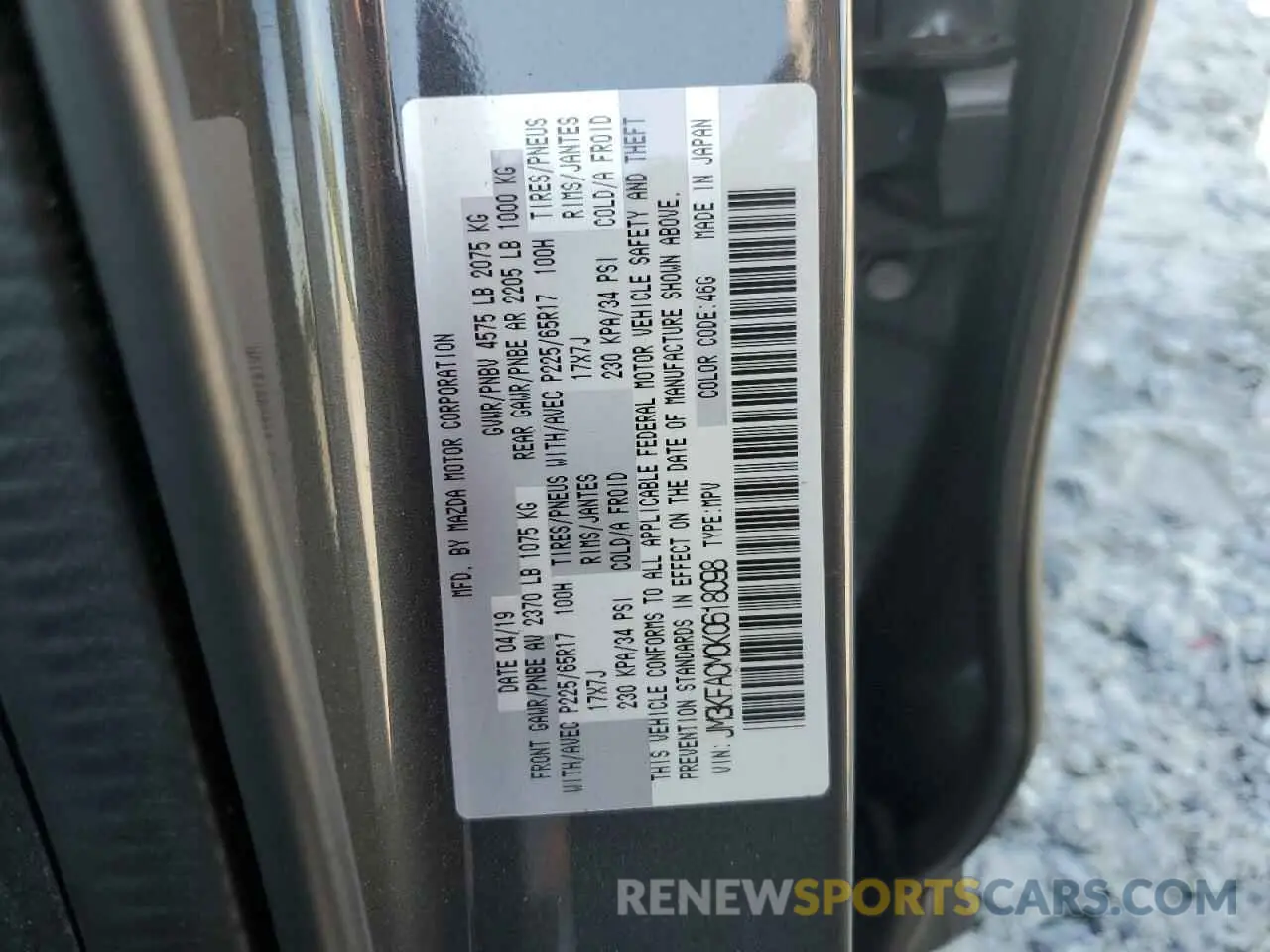 13 Photograph of a damaged car JM3KFACM0K0618098 MAZDA CX-5 2019